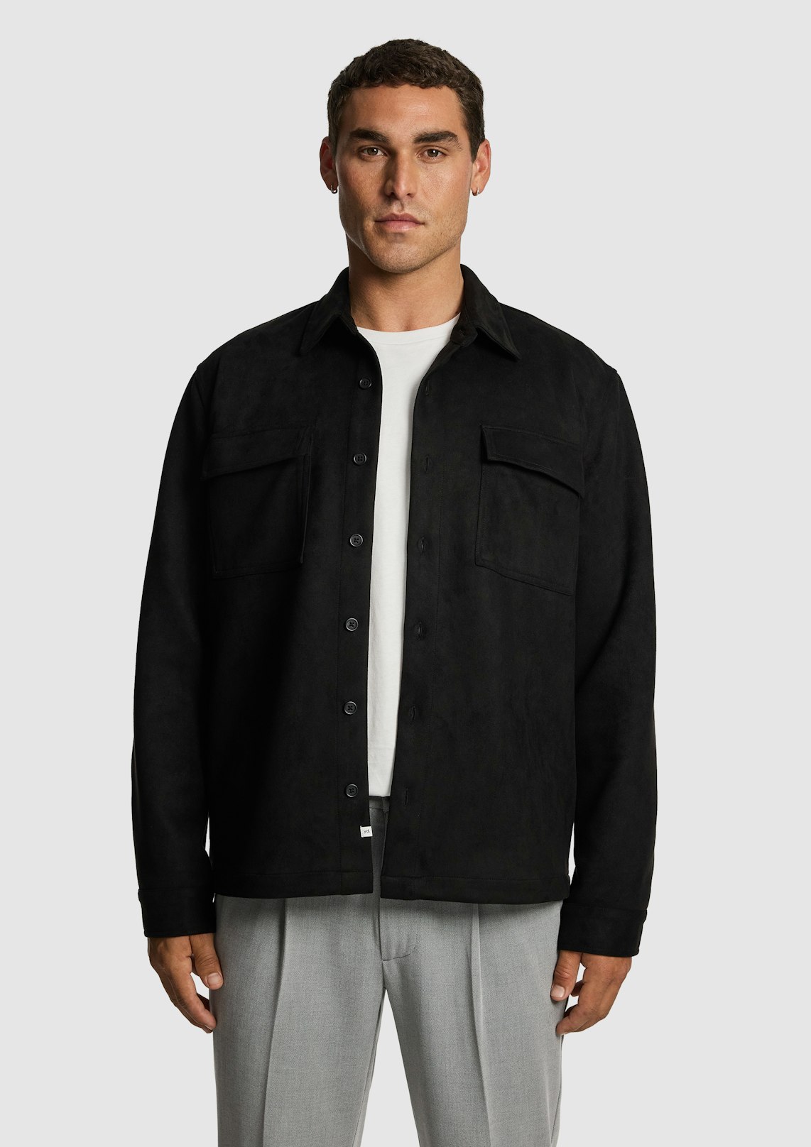 Slate Mock Suede Overshirt