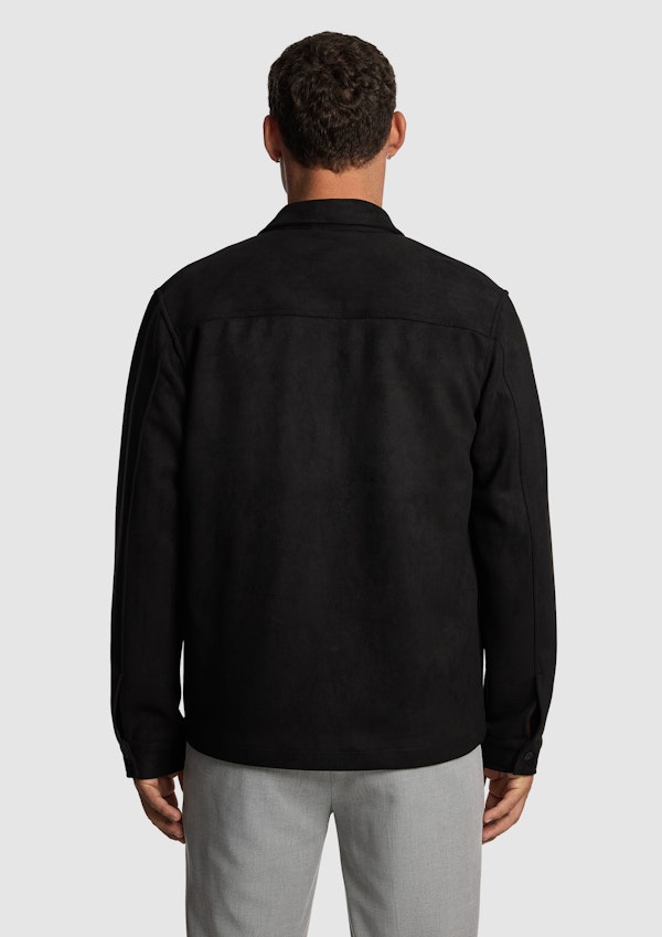 Black Slate Mock Suede Overshirt