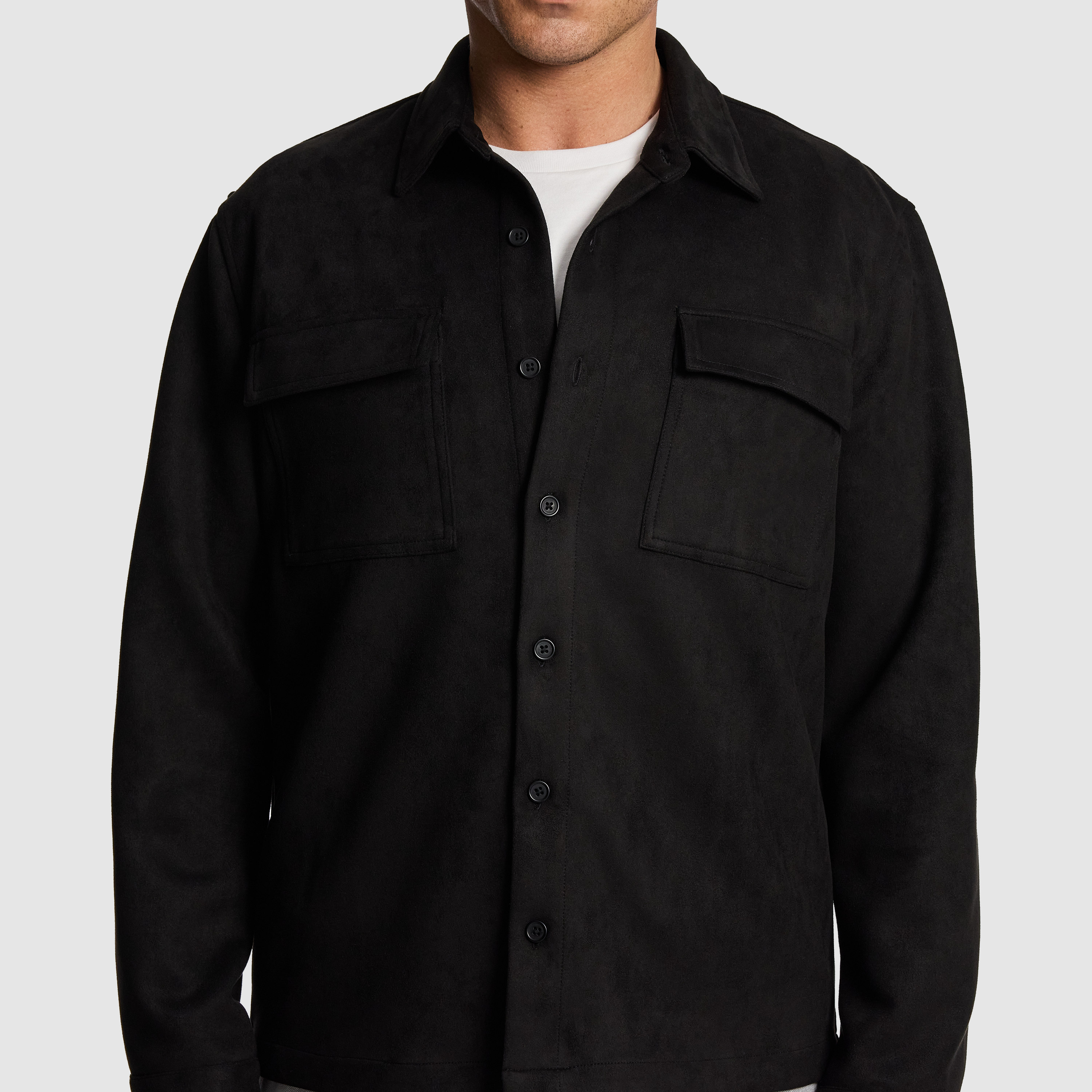 Black Slate Mock Suede Overshirt