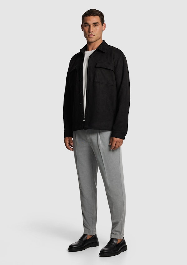 Black Slate Mock Suede Overshirt