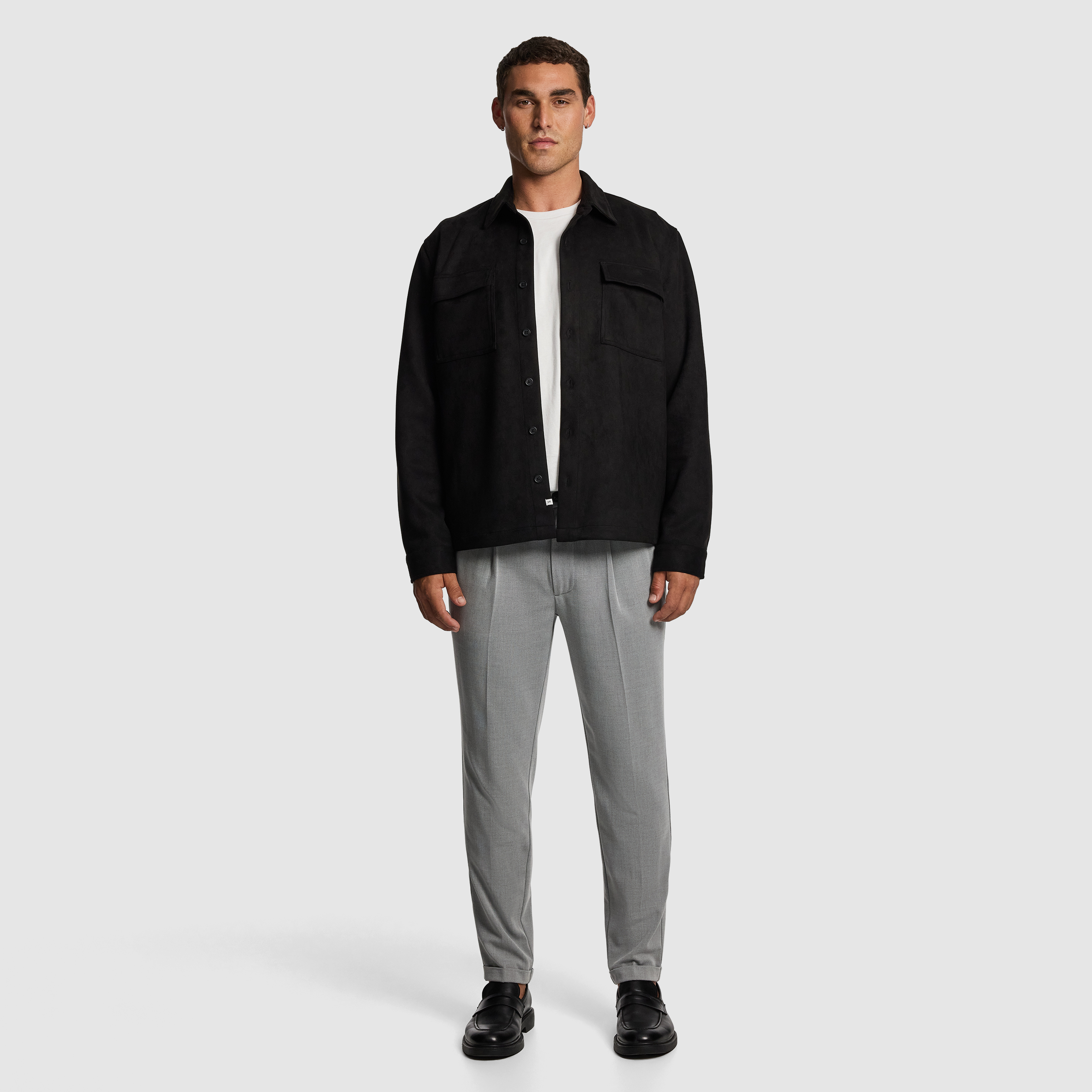 Black Slate Mock Suede Overshirt