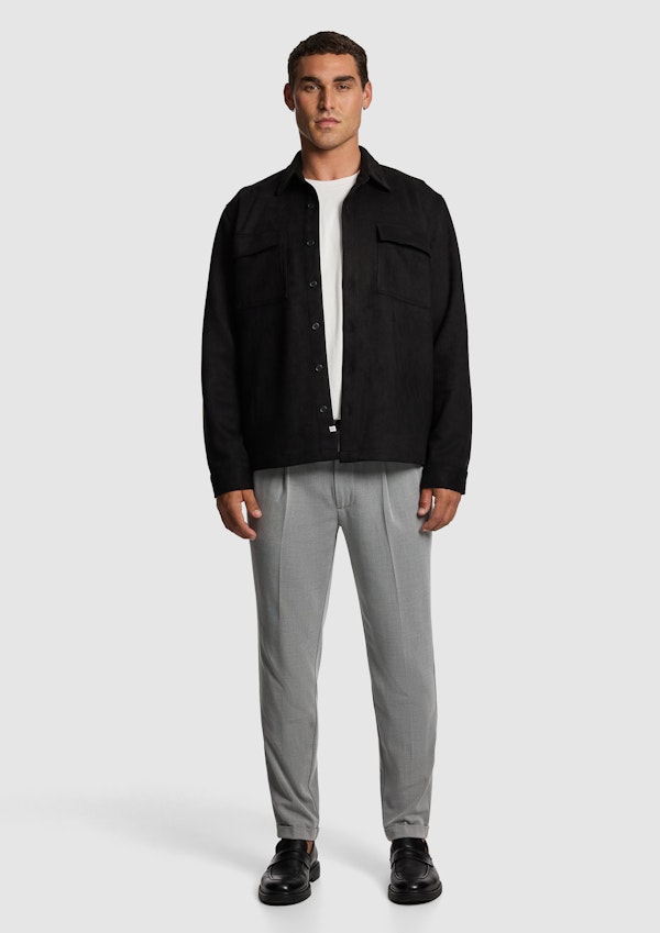 Black Slate Mock Suede Overshirt
