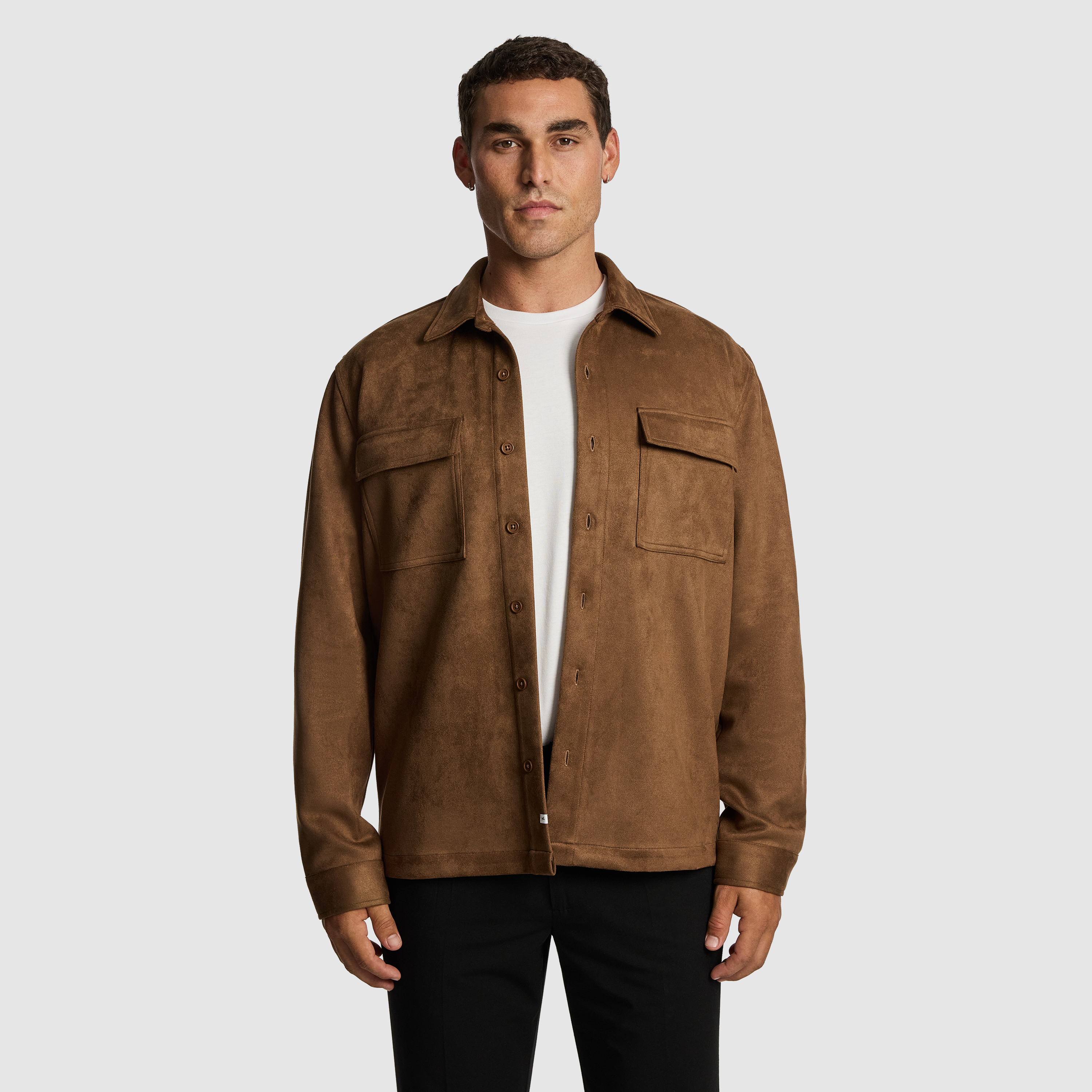 Slate Mock Suede Overshirt
