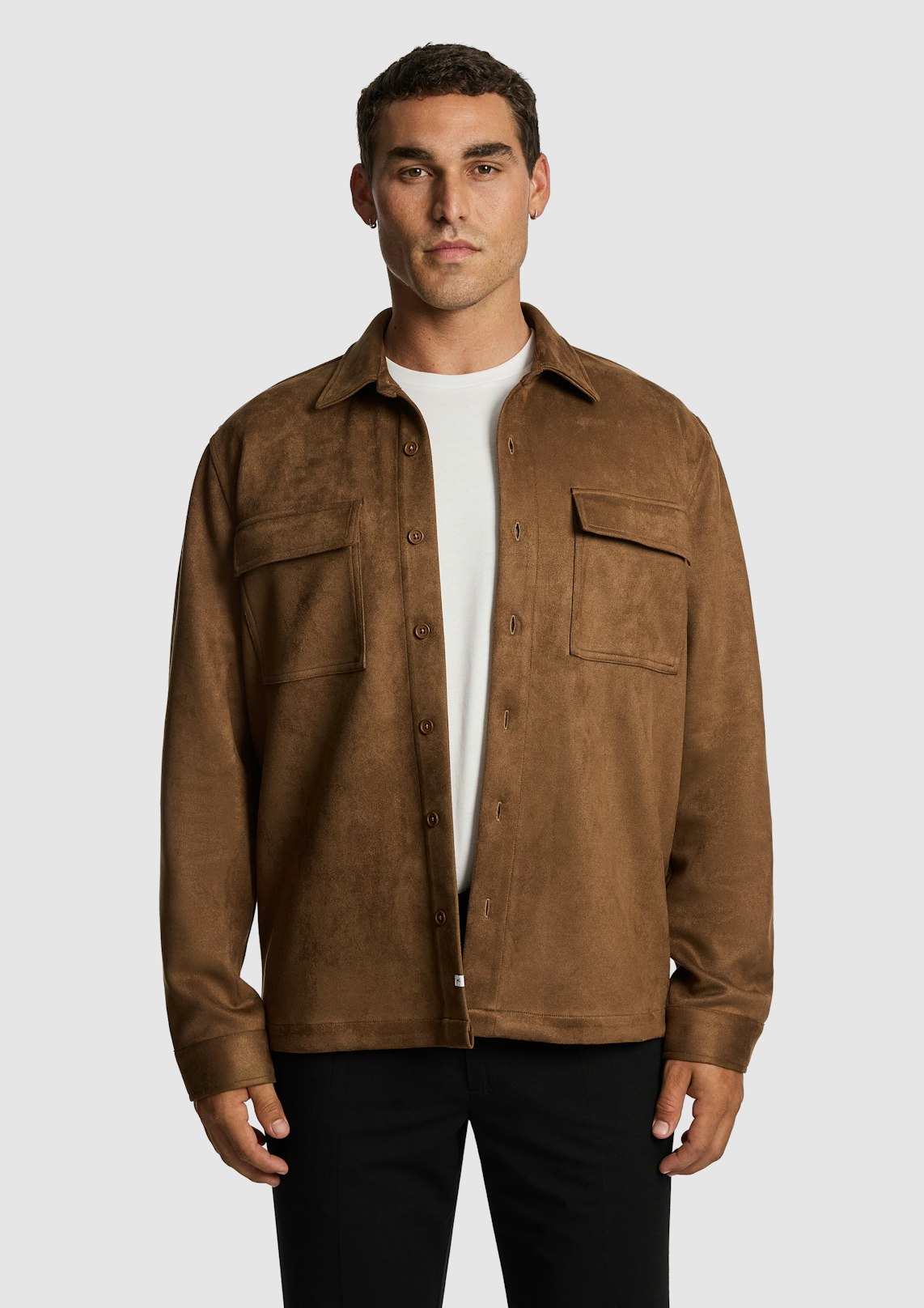 Slate Mock Suede Overshirt