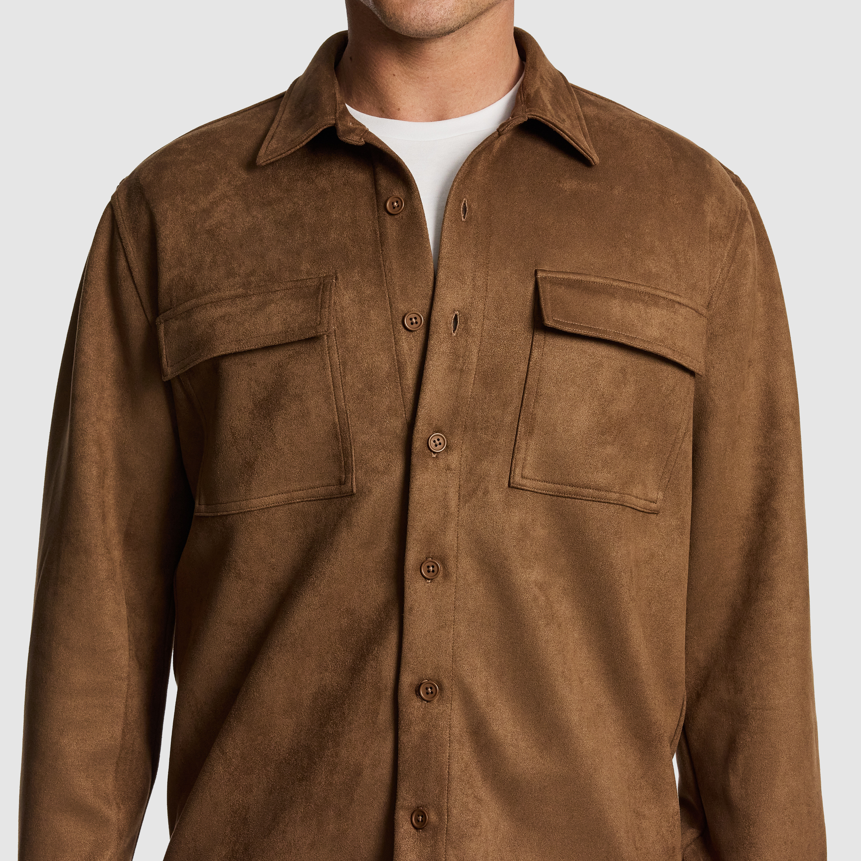 Camel Slate Mock Suede Overshirt