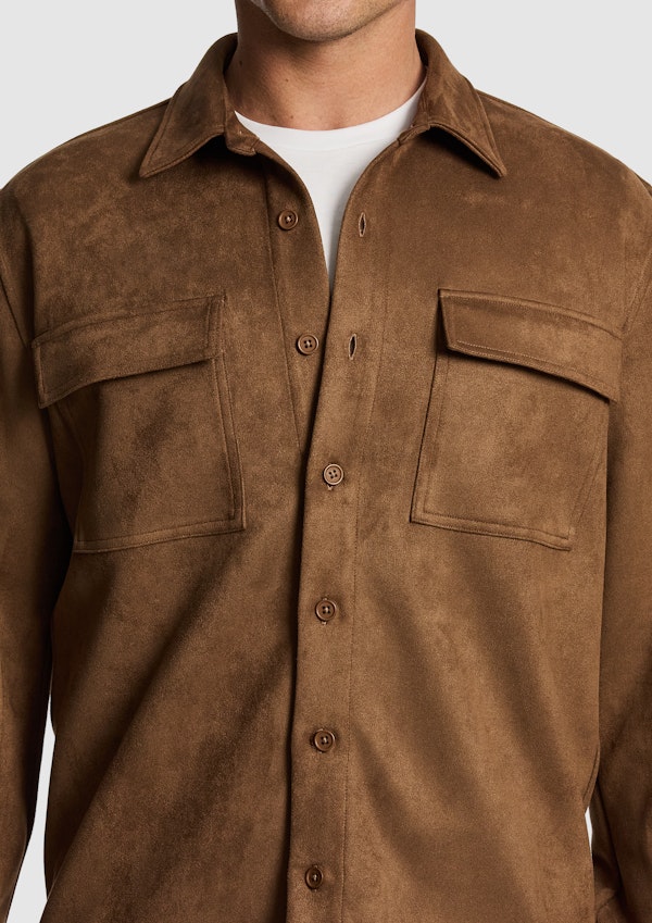 Camel Slate Mock Suede Overshirt