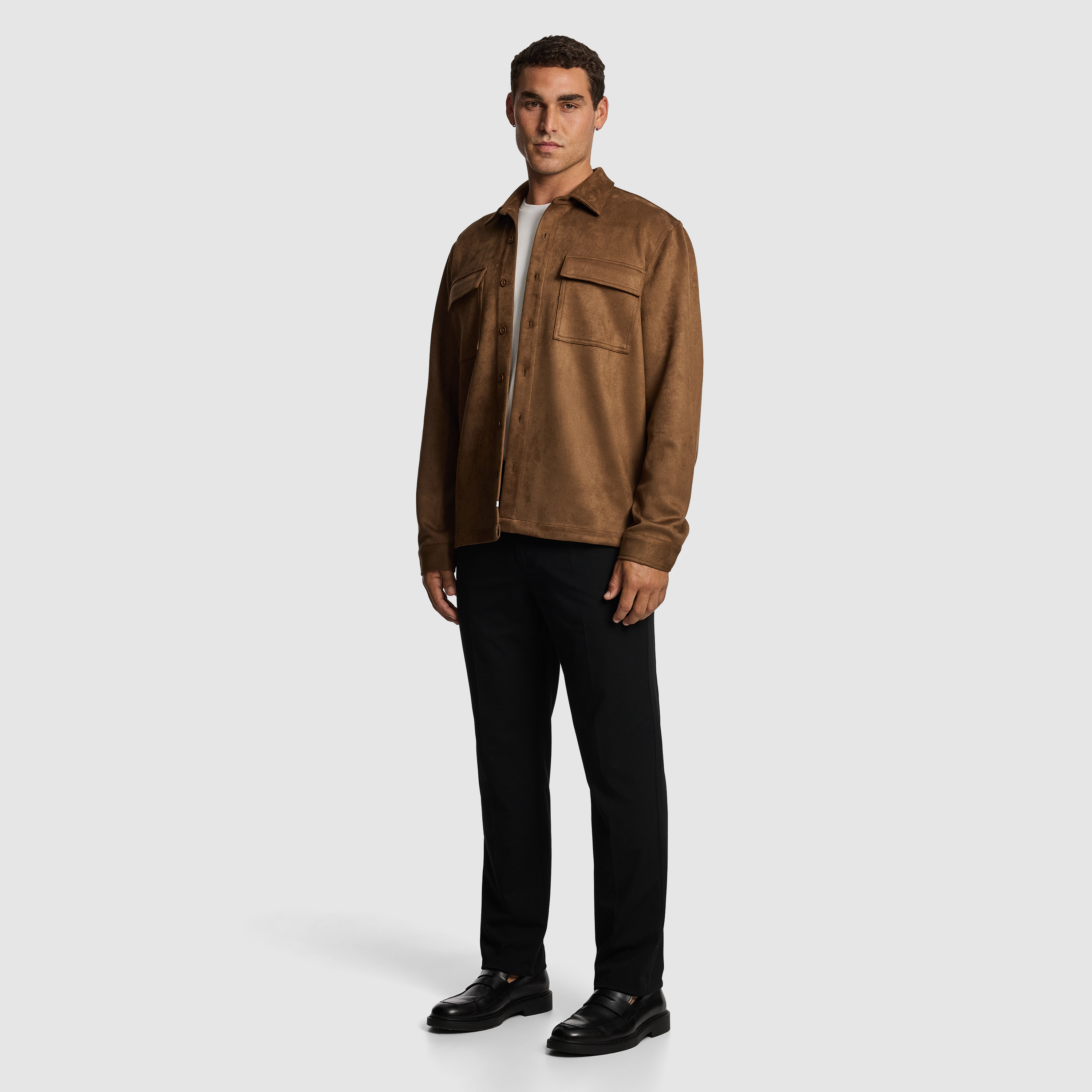 Camel Slate Mock Suede Overshirt