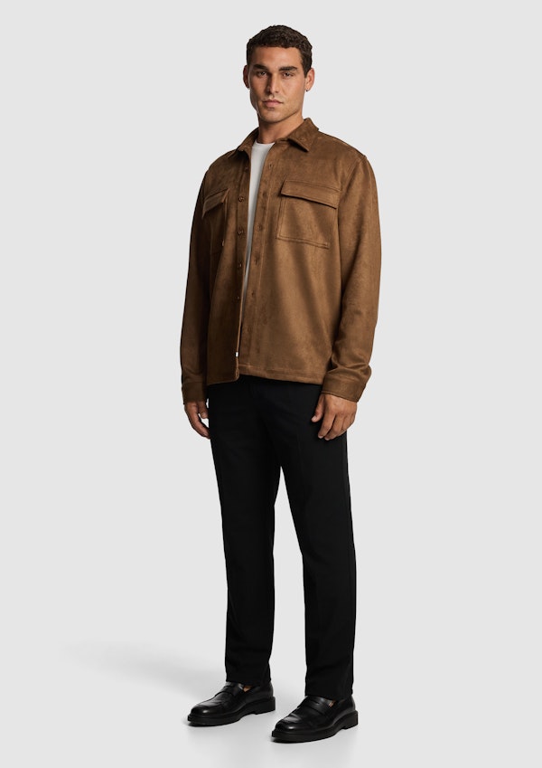 Camel Slate Mock Suede Overshirt