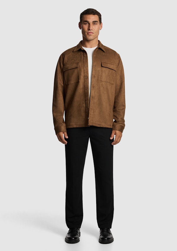 Camel Slate Mock Suede Overshirt