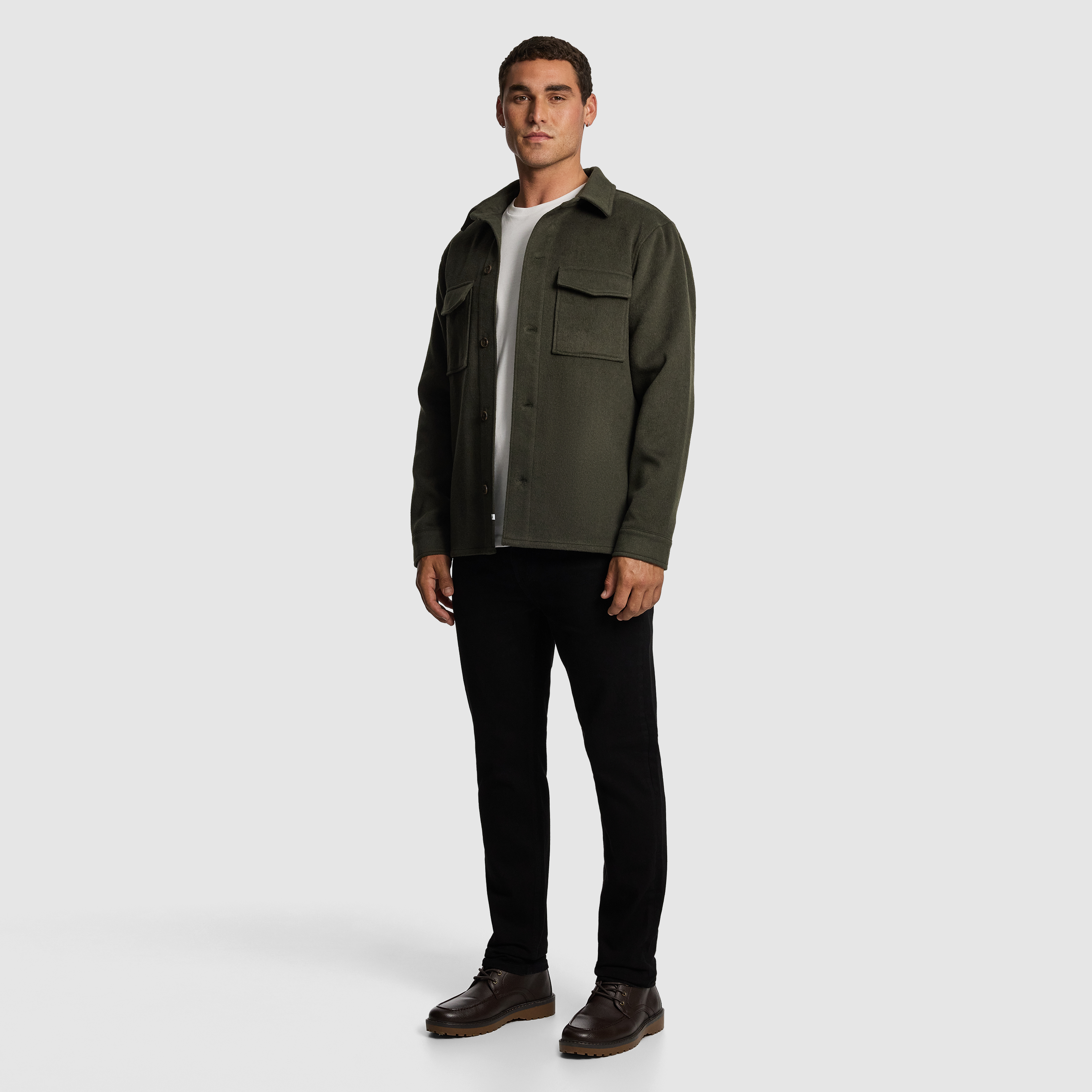 Green Preston Melton Overshirt