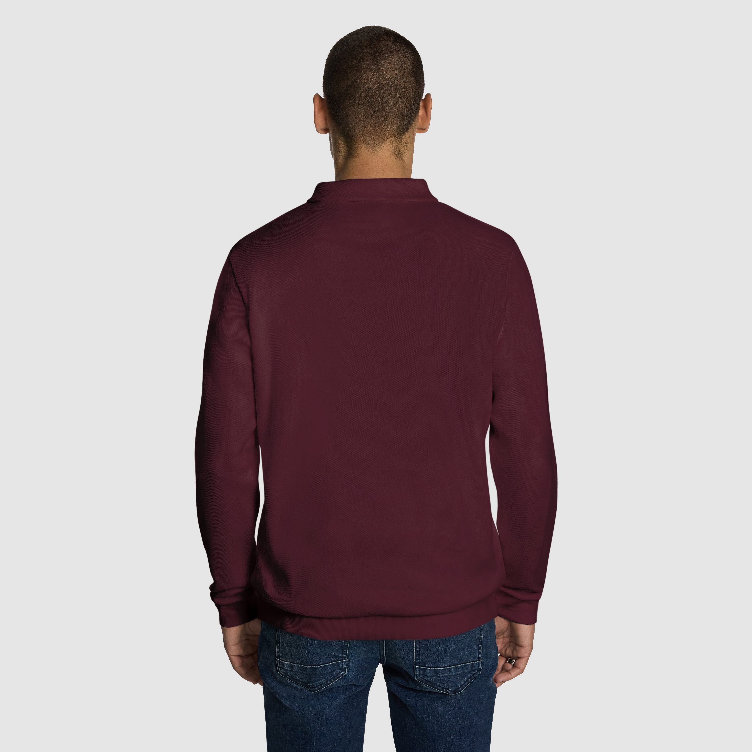Burgundy Cole Long Sleeve Polo Jumper