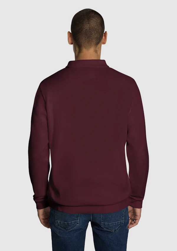 Burgundy Cole Long Sleeve Polo Jumper