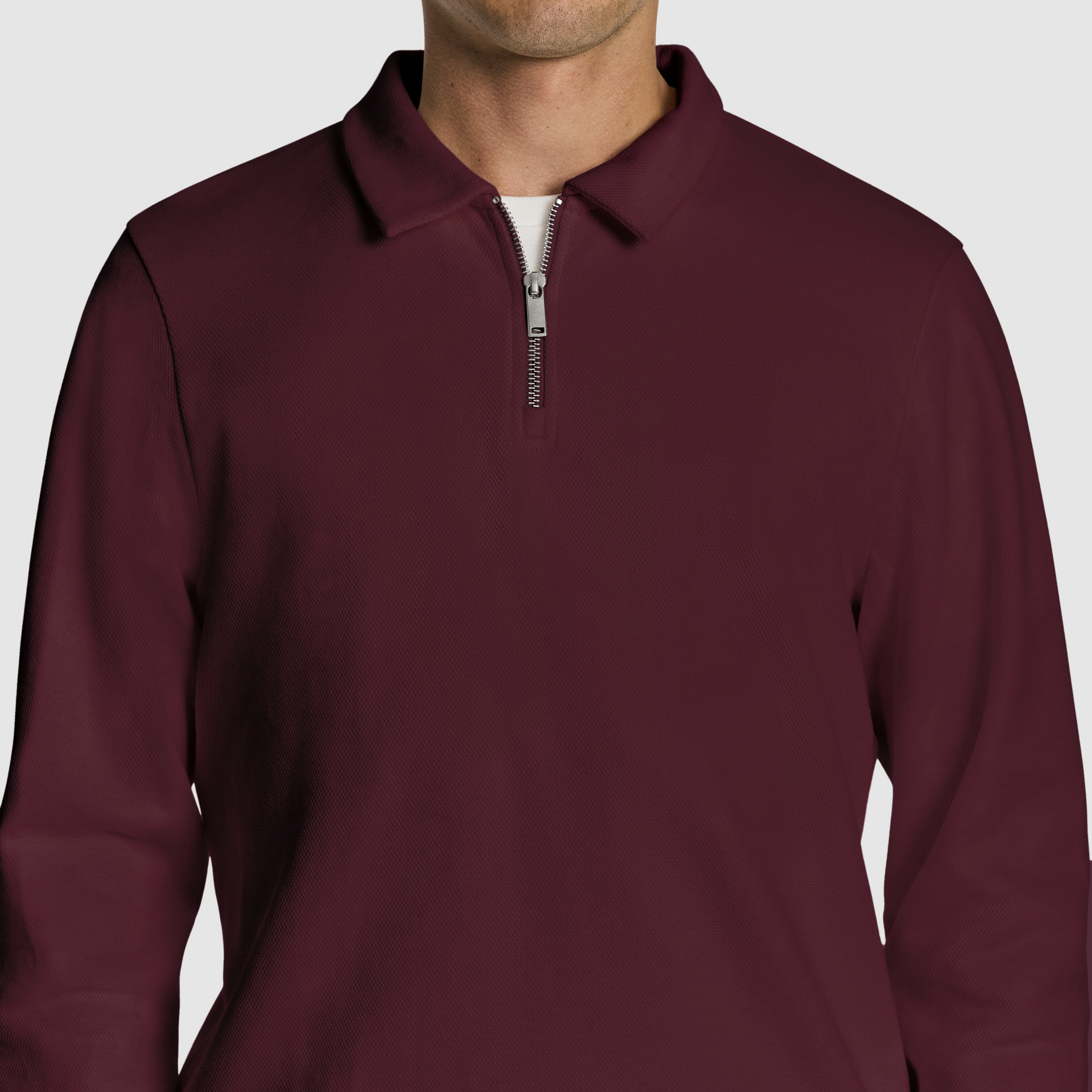 Burgundy Cole Long Sleeve Polo Jumper