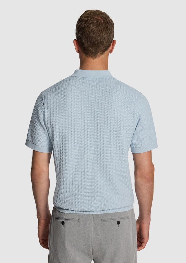 Light Blue Salford Knitted Polo Shirt