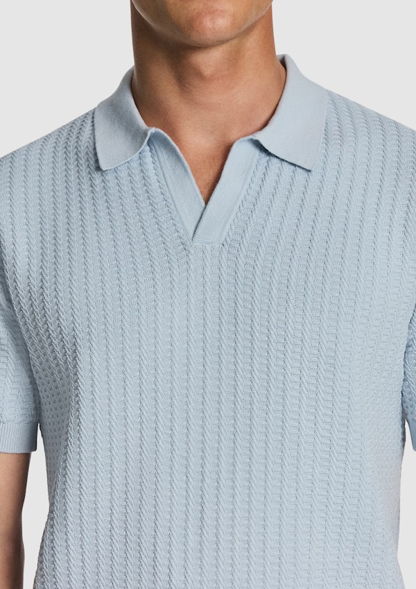 Light Blue Salford Knitted Polo Shirt