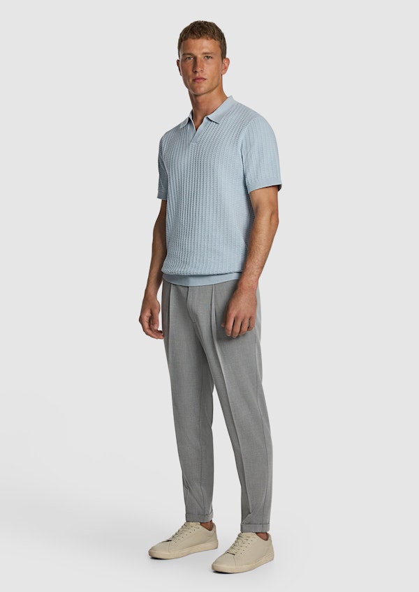 Light Blue Salford Knitted Polo Shirt