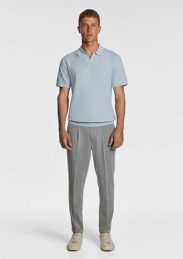 Light Blue Salford Knitted Polo Shirt