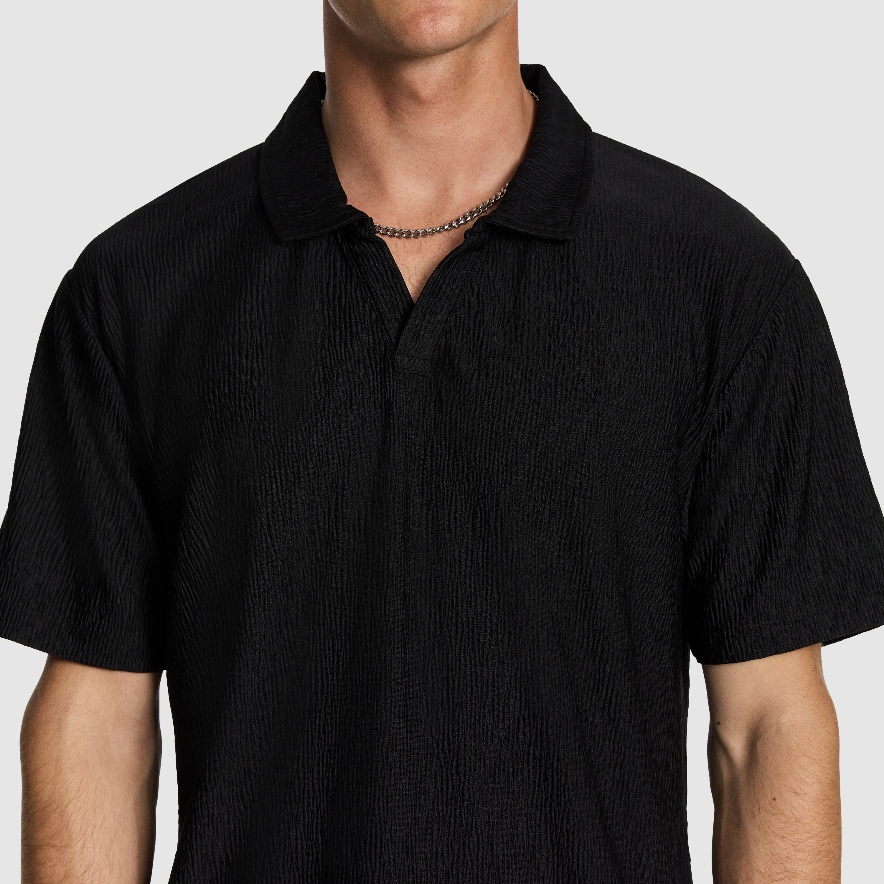 Black Diego Textured Polo Shirt