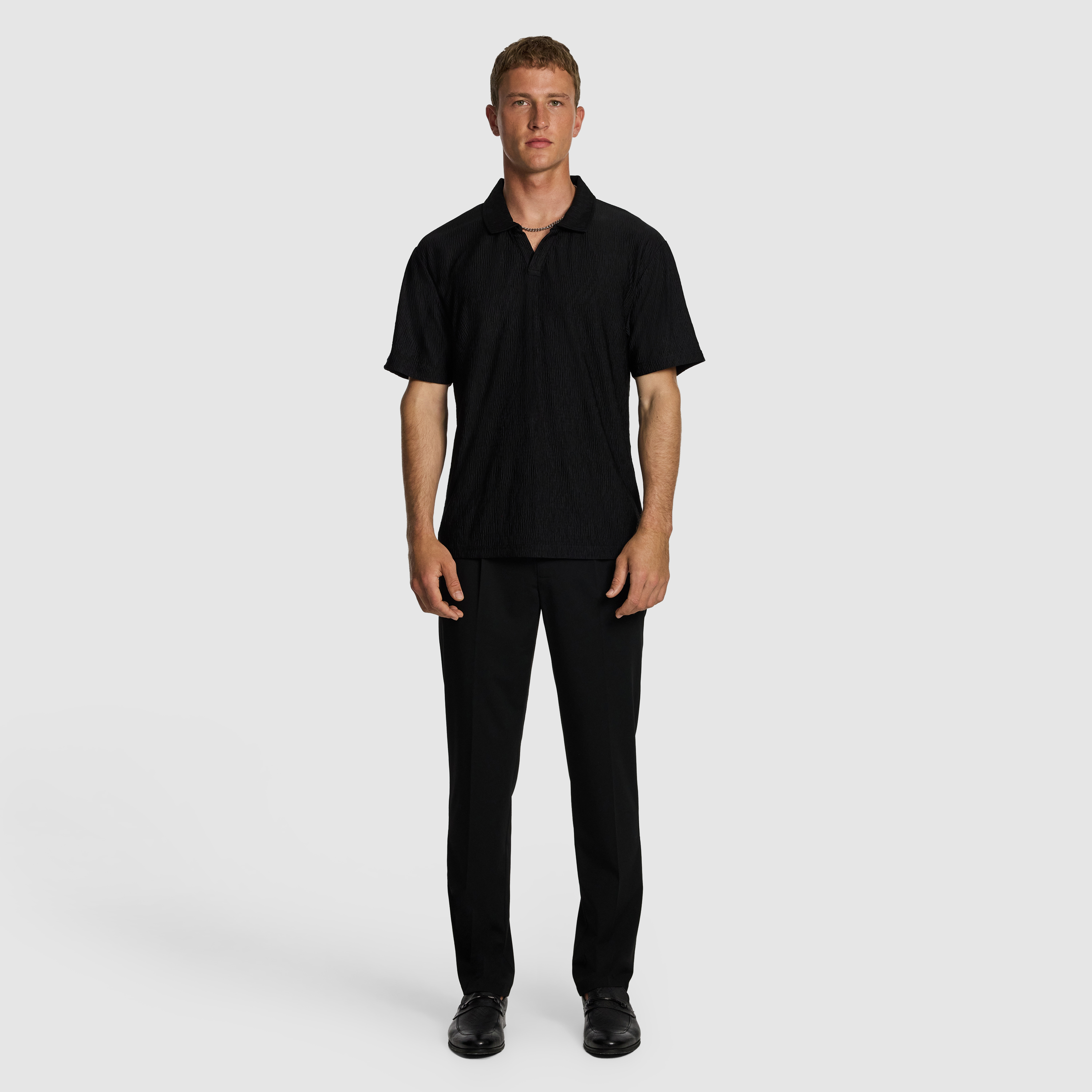 Black Diego Textured Polo Shirt