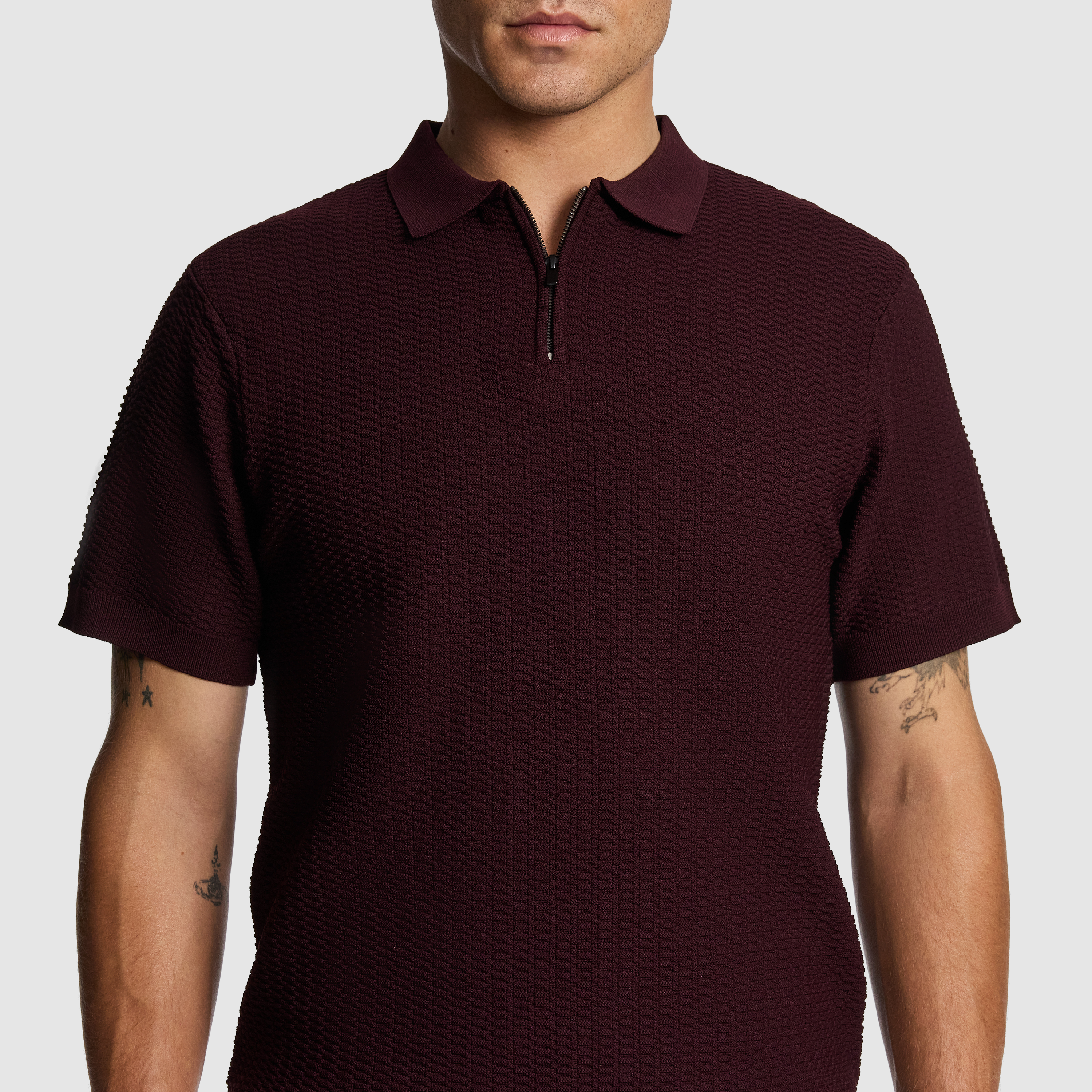 Burgundy Wesley Knitted Polo Shirt