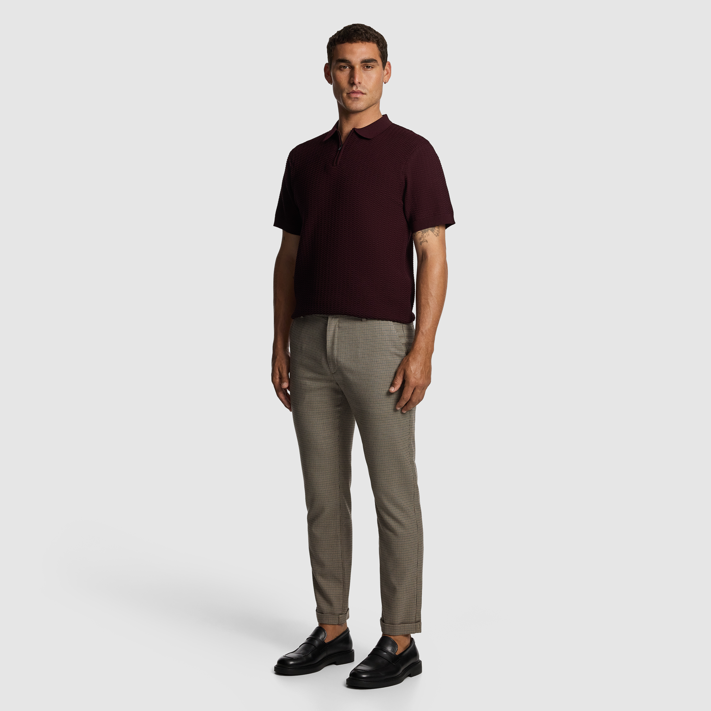 Burgundy Wesley Knitted Polo Shirt