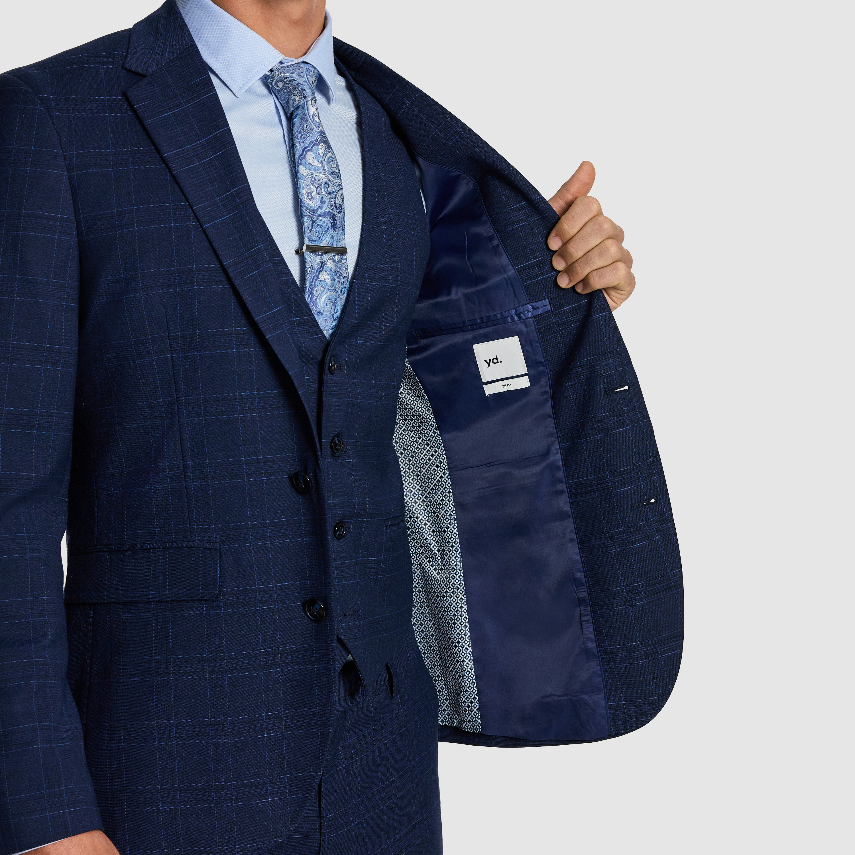 Navy Bernardo Check Slim Suit Jacket