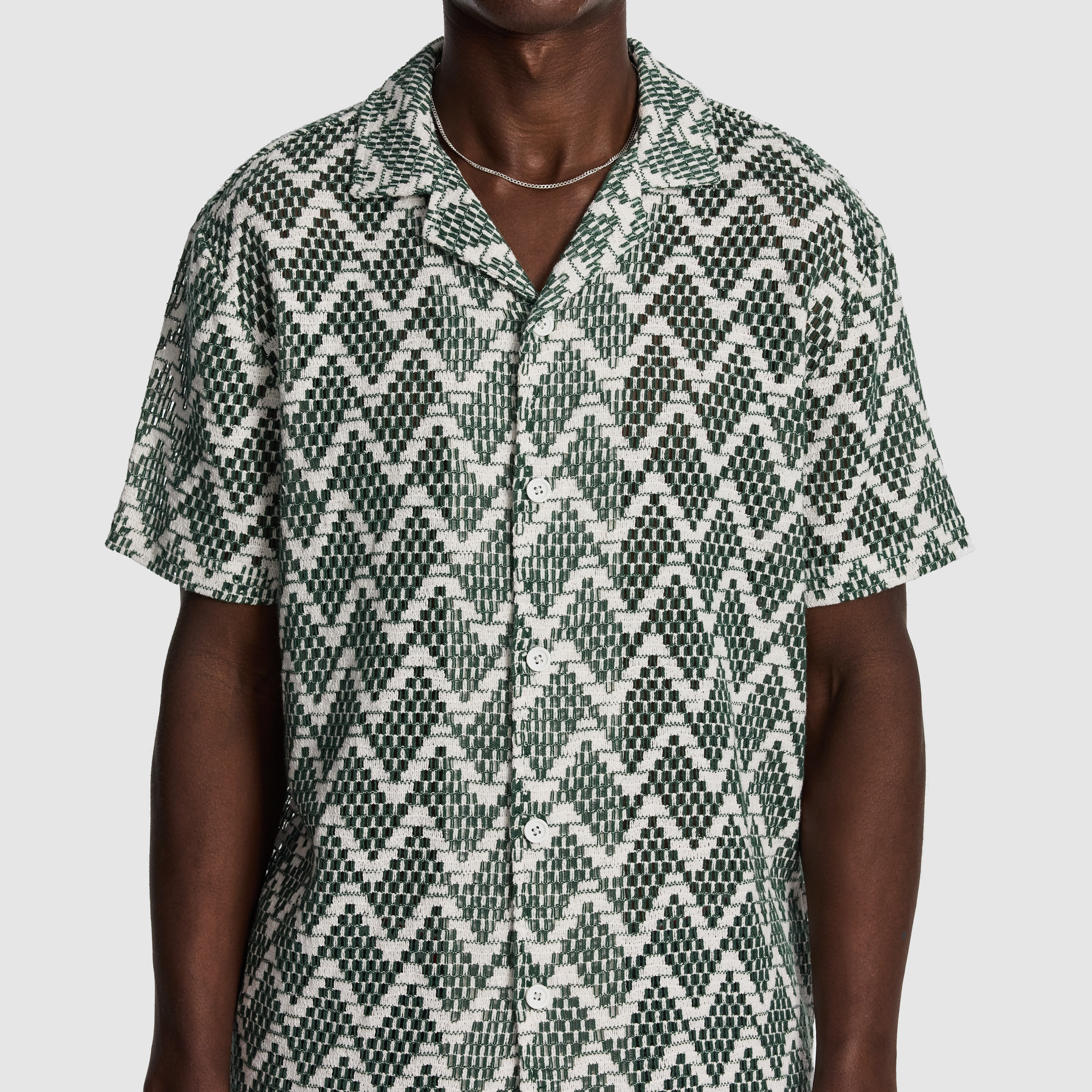 Green Lucio Crochet Short Sleeve Shirt