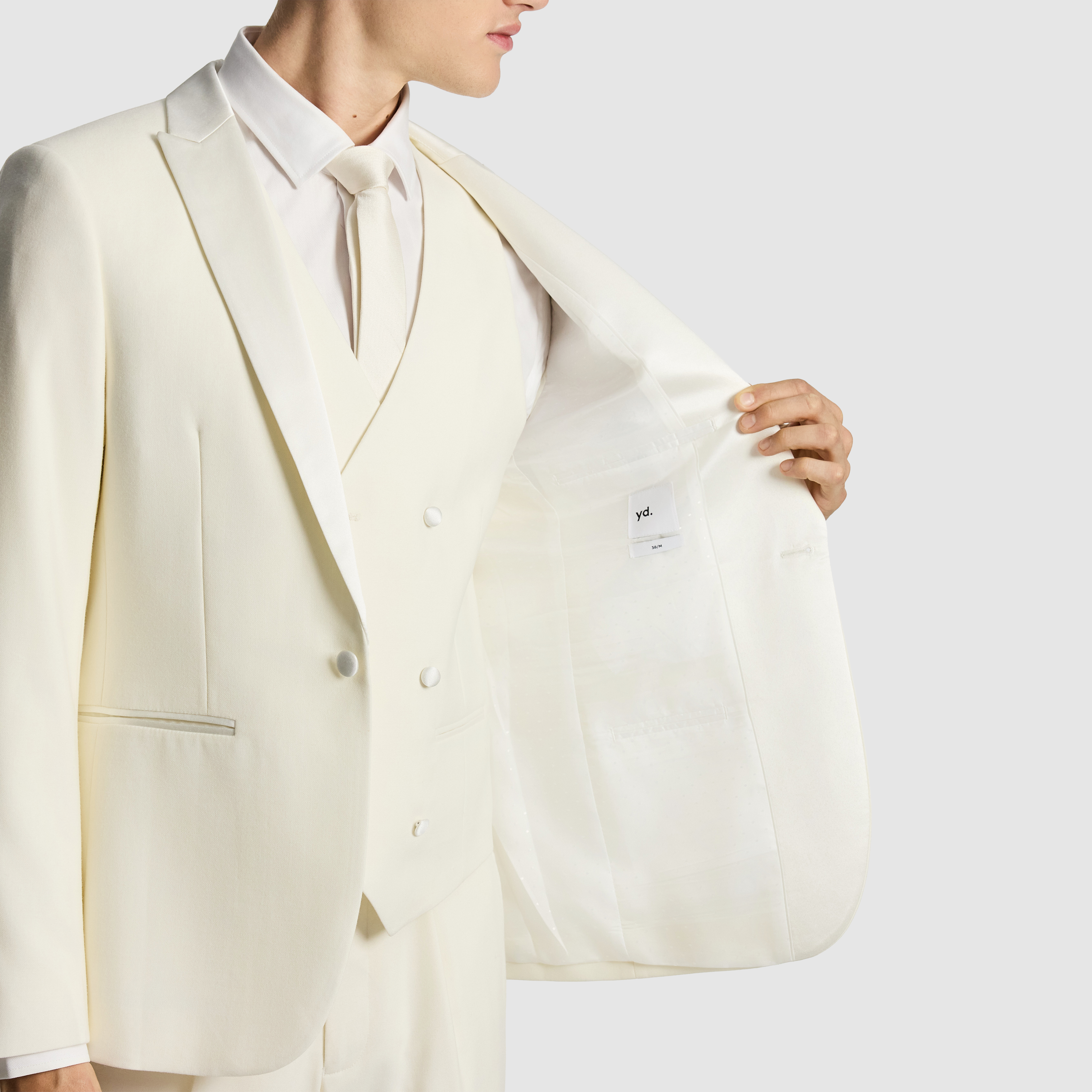 Off White Amalfi Wool Blend Tux Blazer