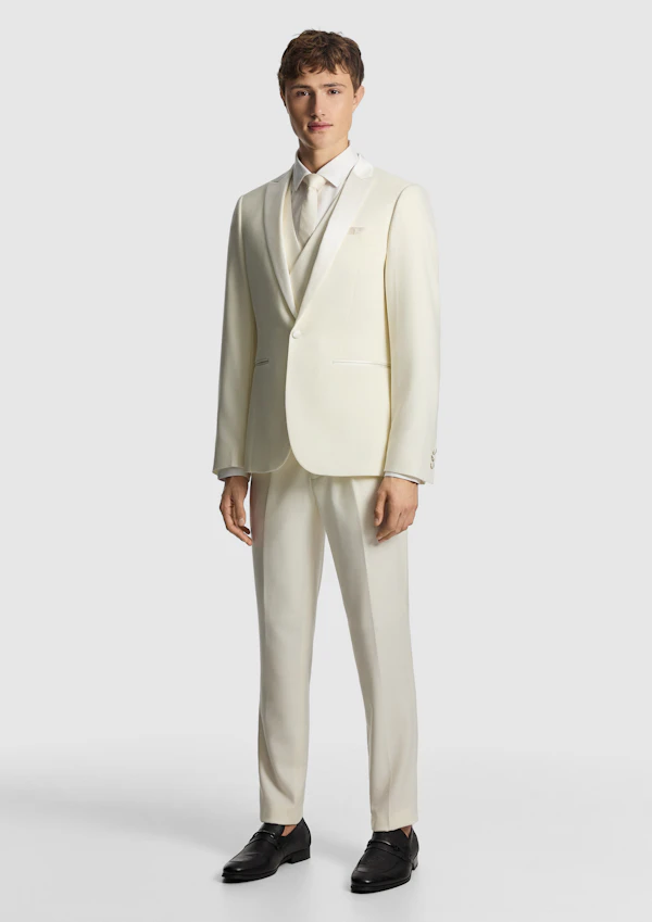 Off White Amalfi Wool Blend Tux Blazer