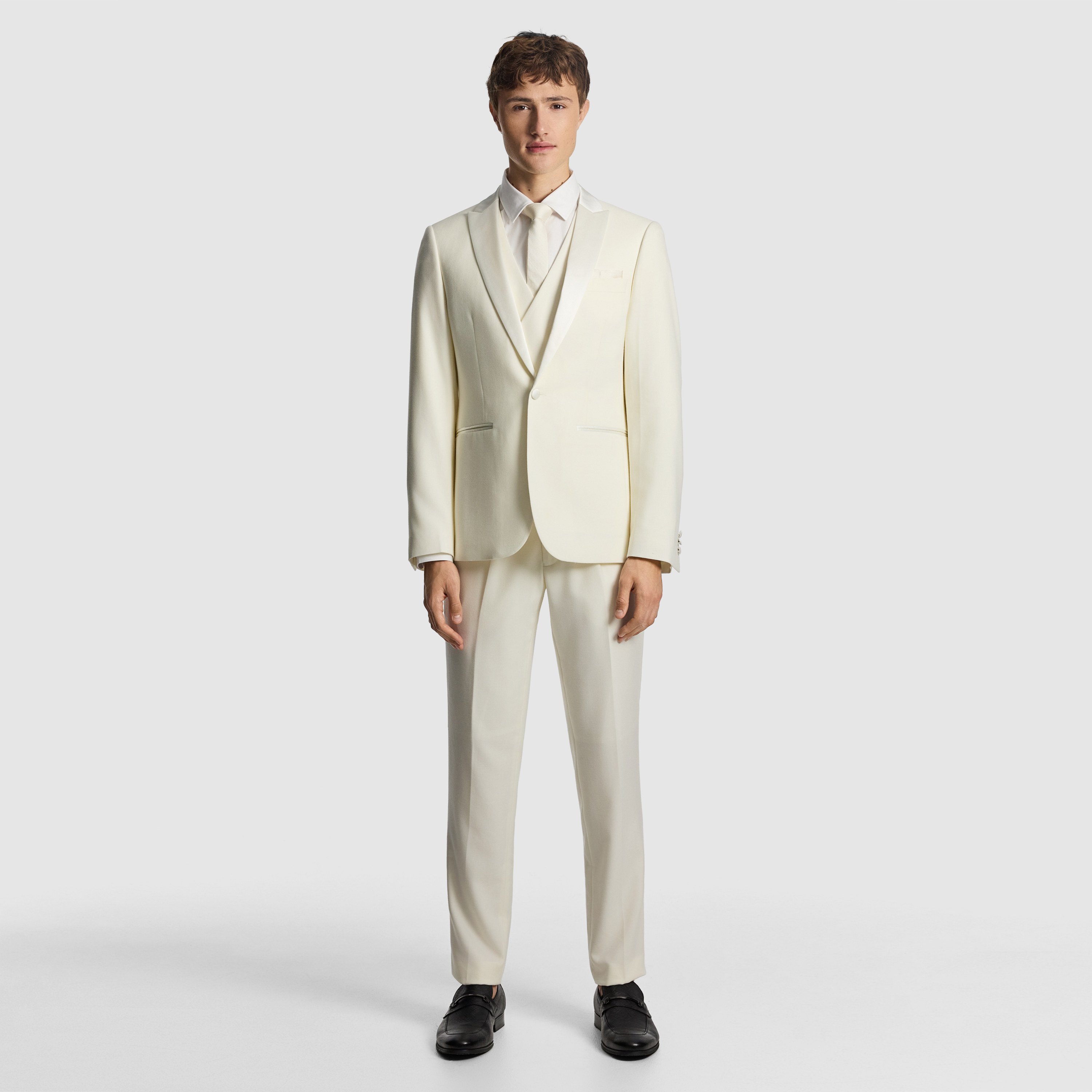 Off White Amalfi Wool Blend Tux Blazer