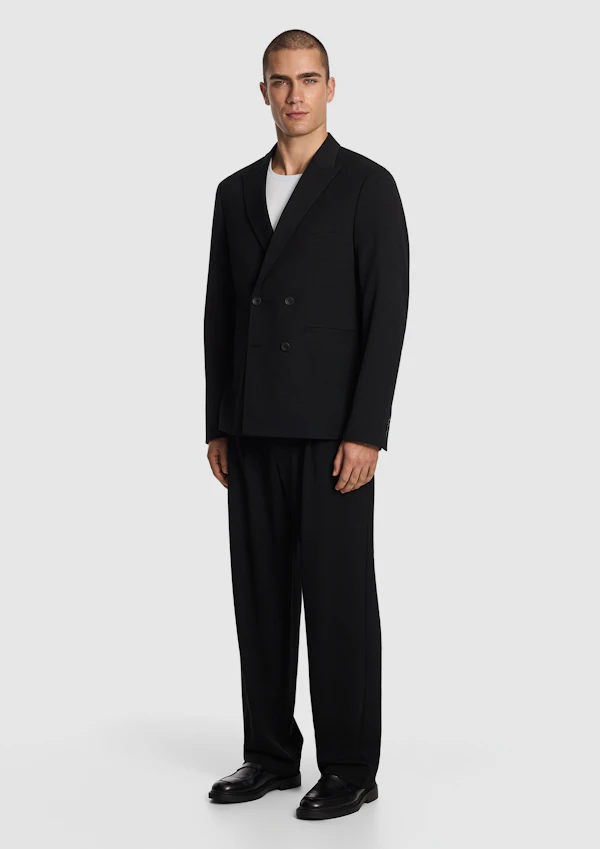 Black Brooks Double Breasted Relaxed Blazer
