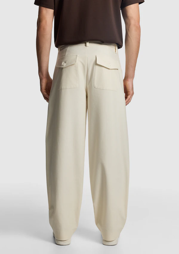 Off White Barrel Leg Chino