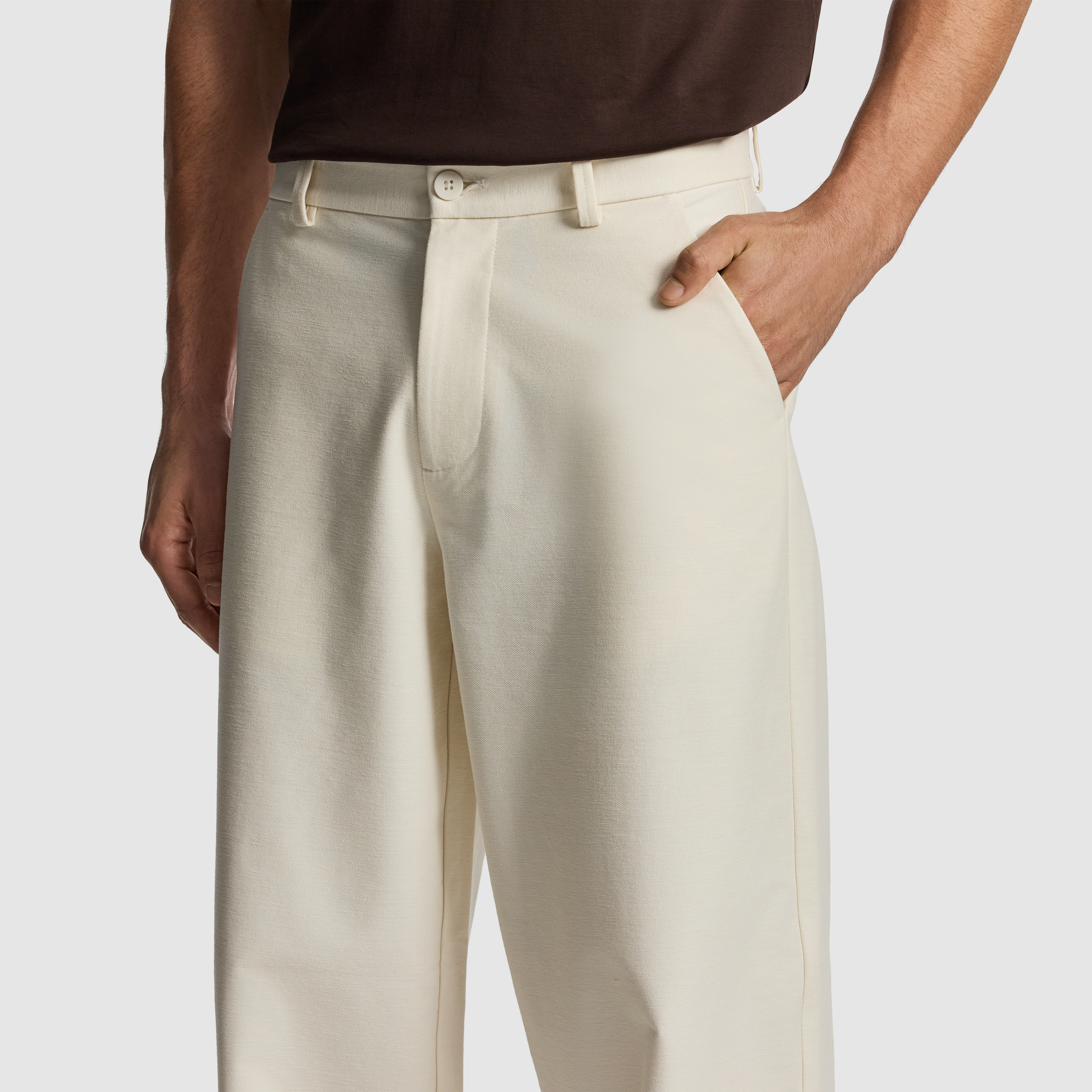 Off White Barrel Leg Chino