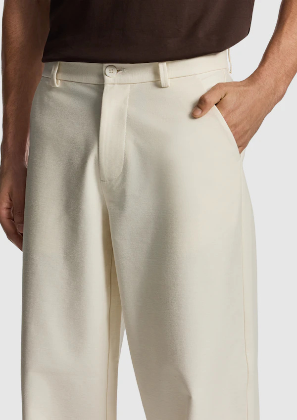 Off White Barrel Leg Chino