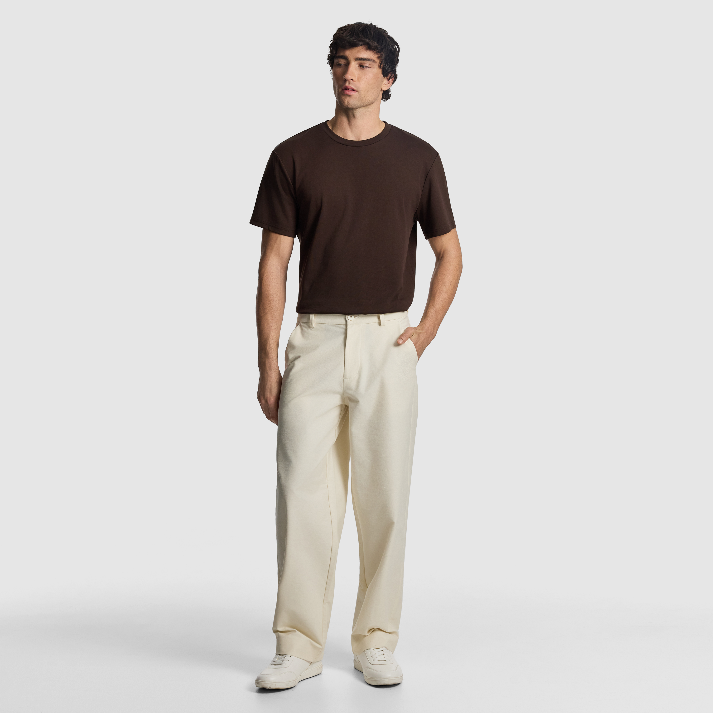 Off White Barrel Leg Chino