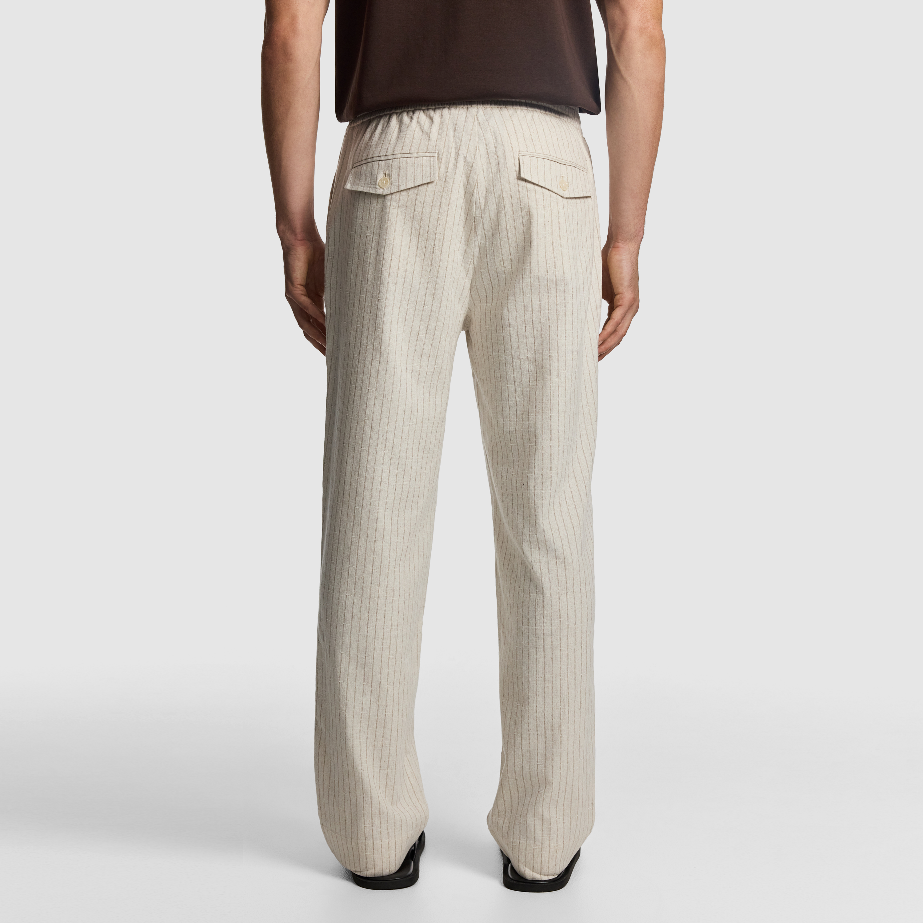 Natural Don Pinstripe Cotton Blend Chino