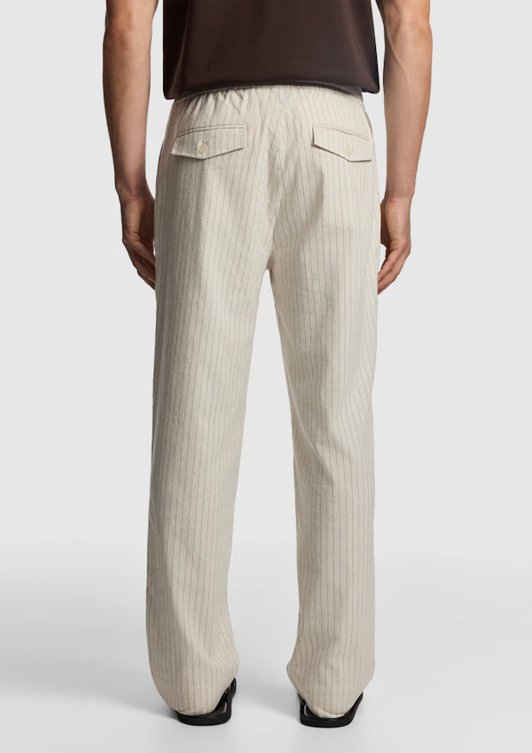 Natural Don Pinstripe Cotton Blend Chino
