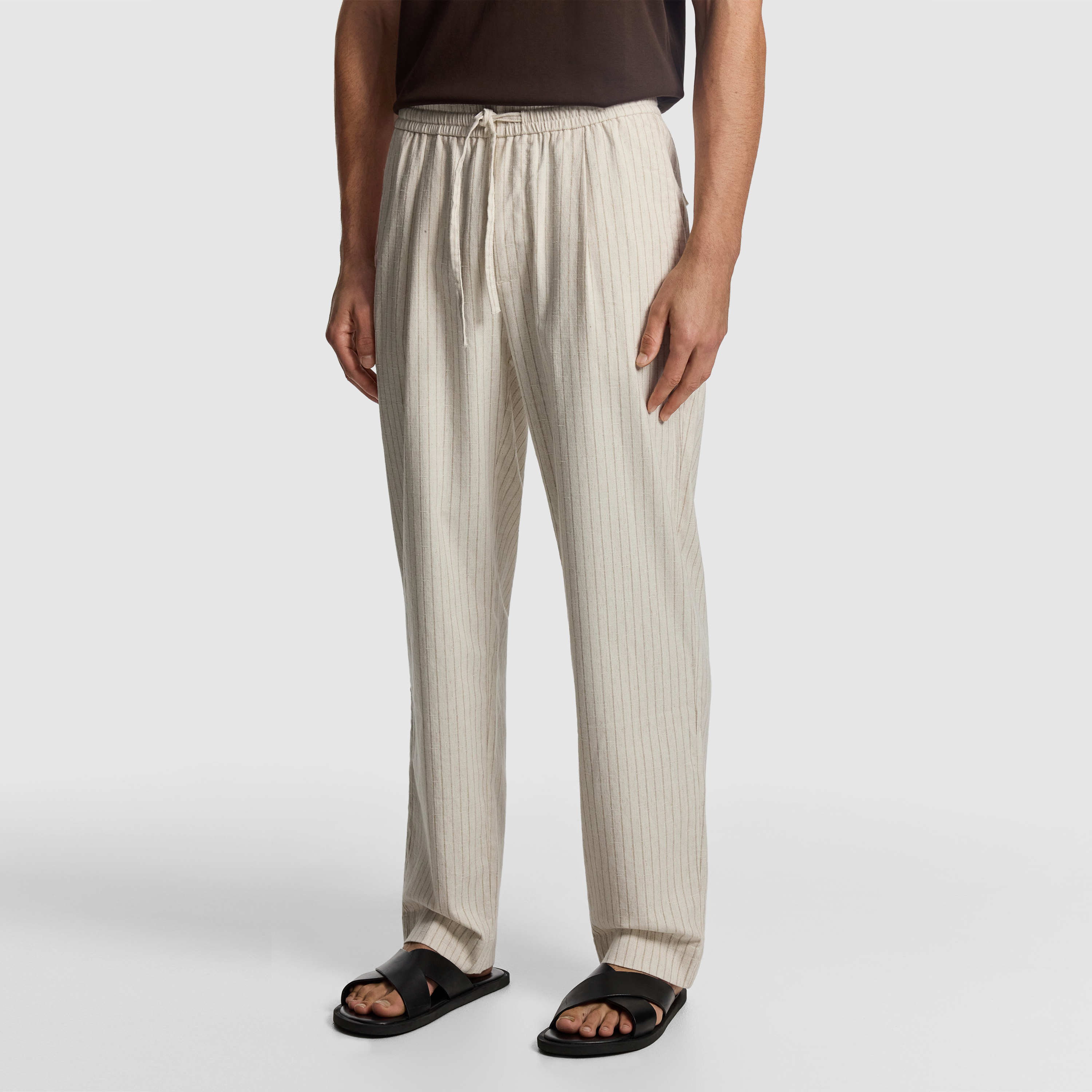 Natural Don Pinstripe Cotton Blend Chino