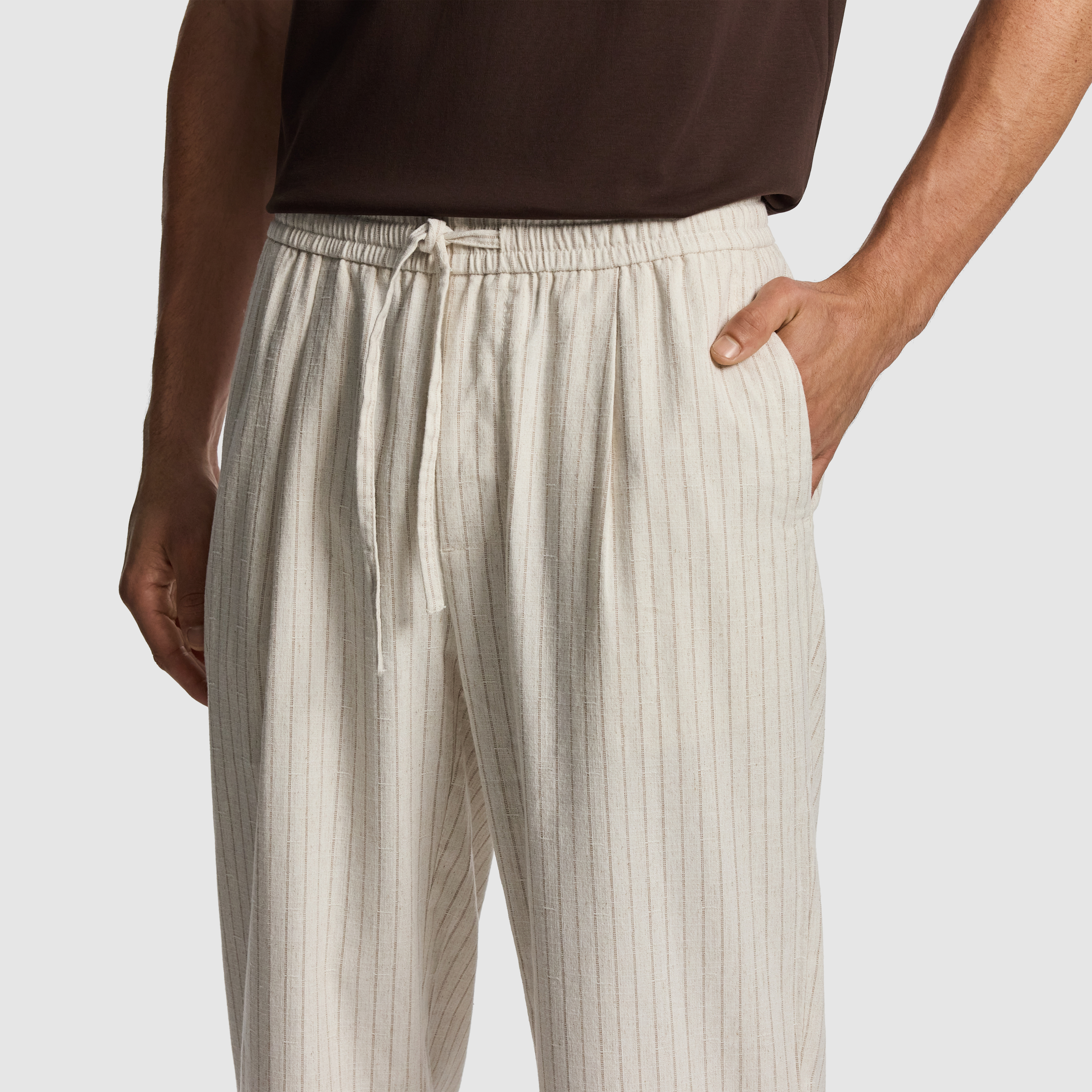 Natural Don Pinstripe Cotton Blend Chino