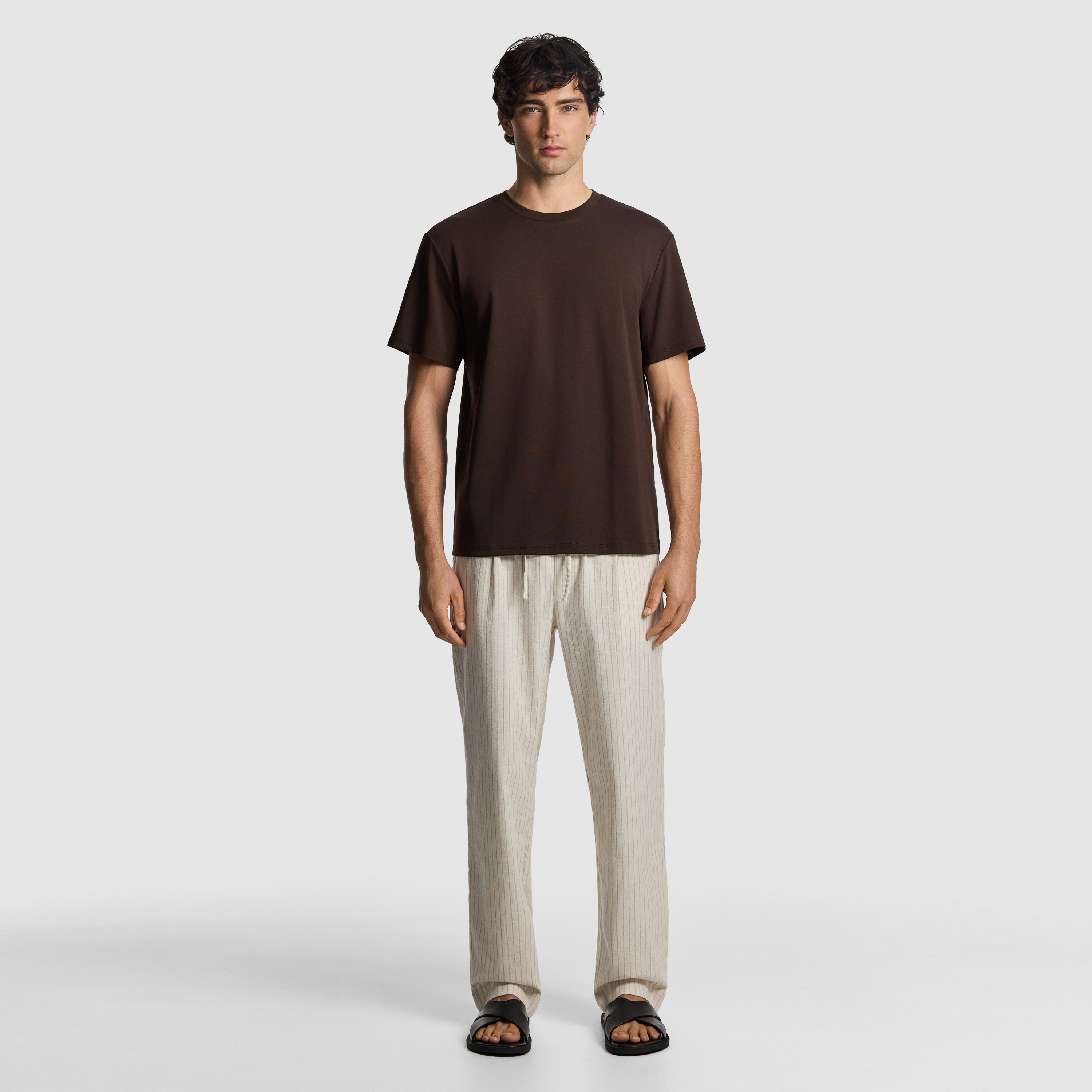 Natural Don Pinstripe Cotton Blend Chino