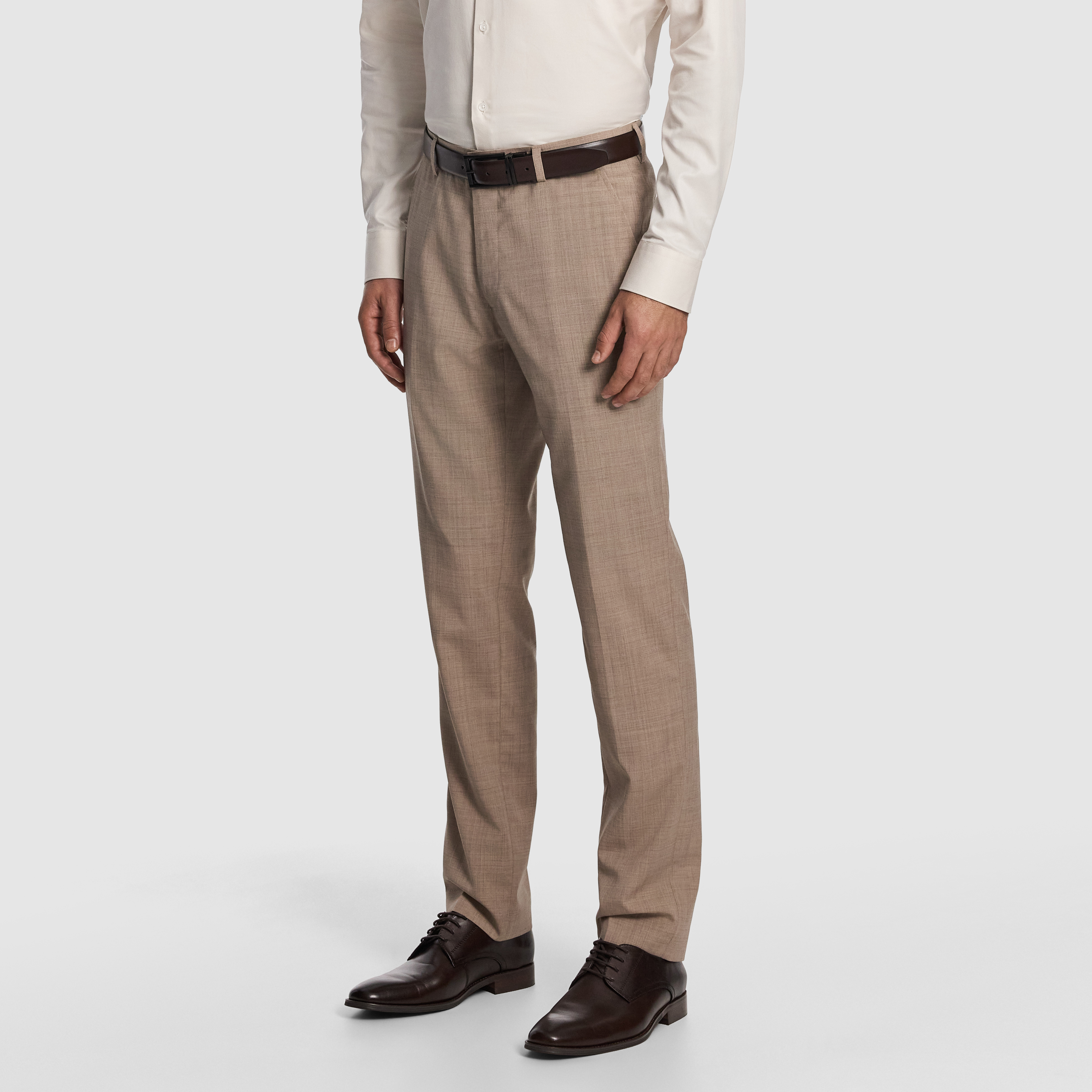 Latte Cash Wool Blend Slim Dress Pant