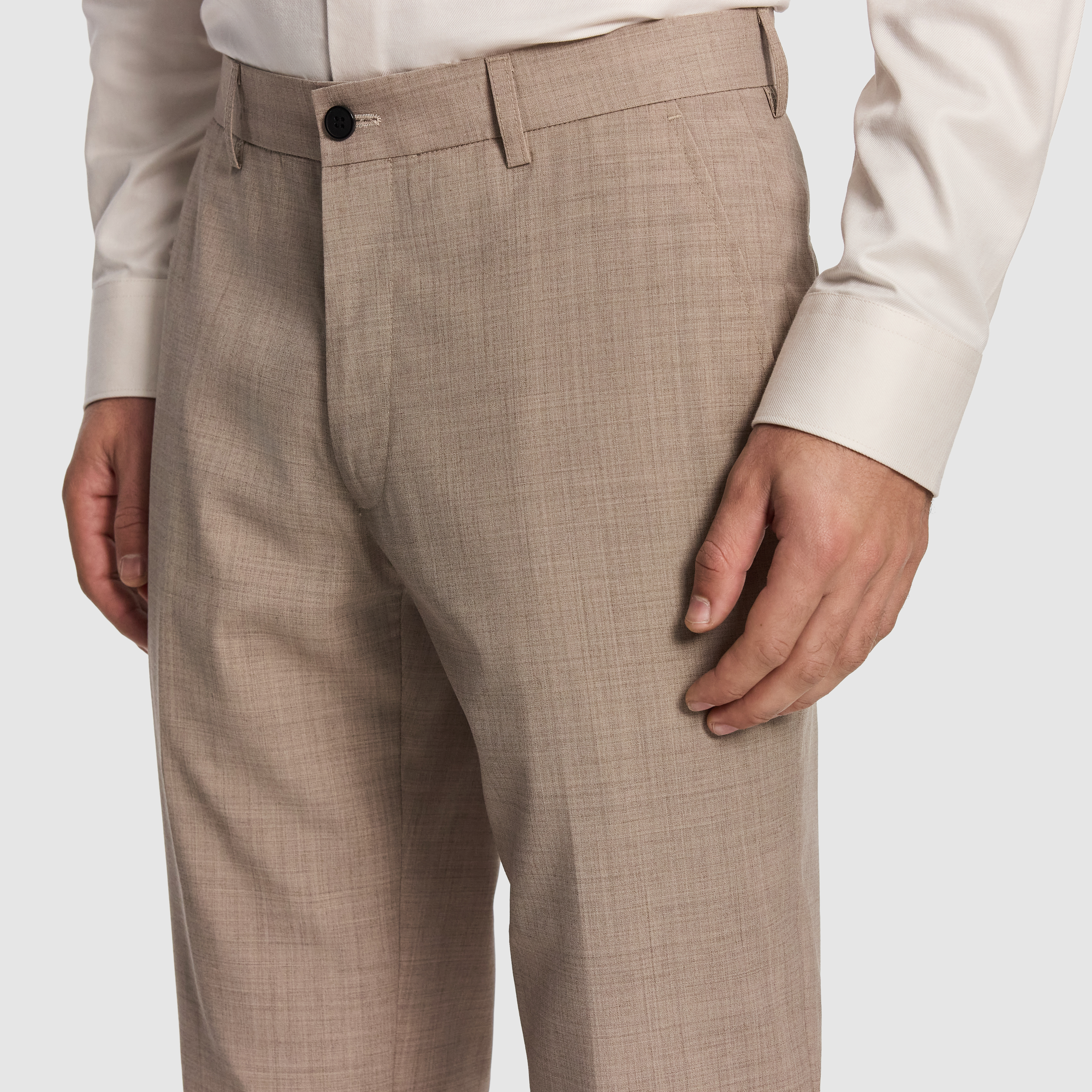 Latte Cash Wool Blend Slim Dress Pant