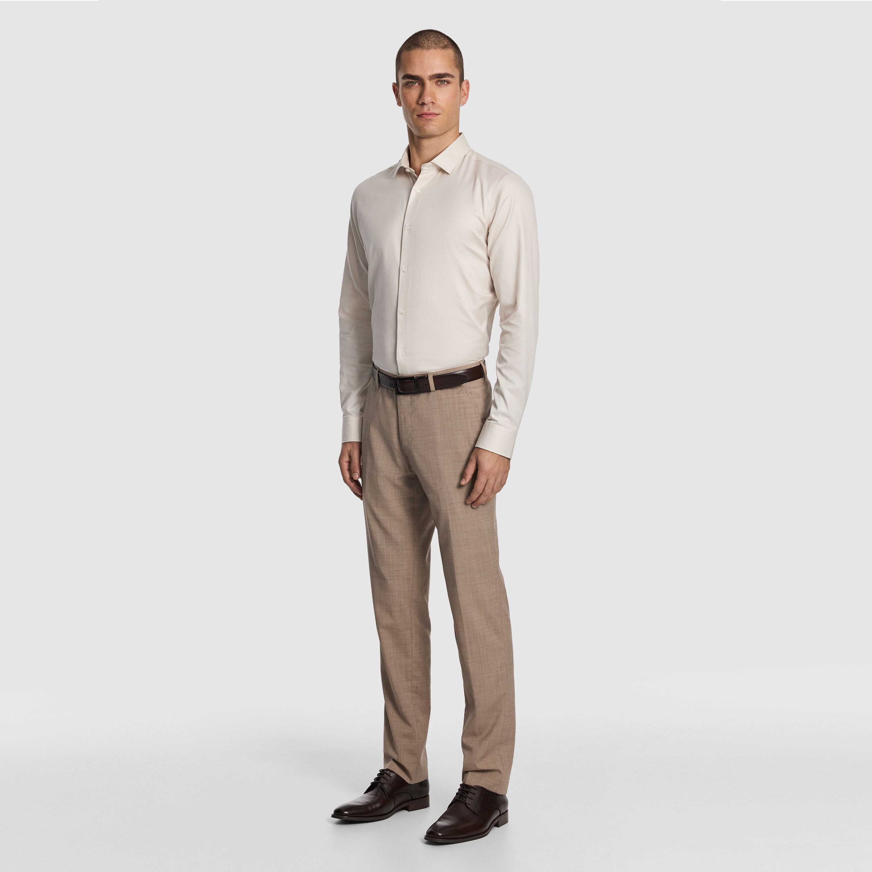 Latte Cash Wool Blend Slim Dress Pant