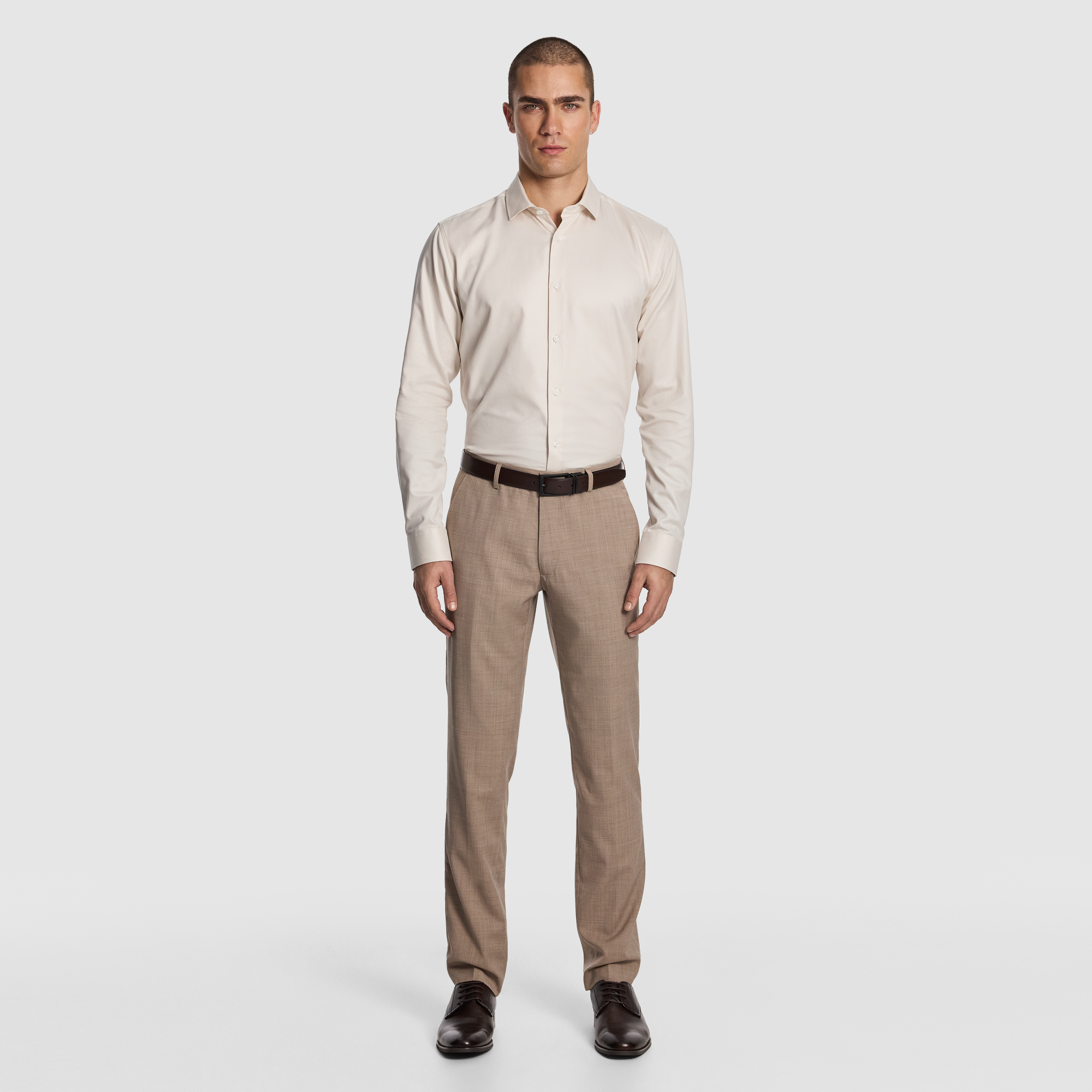 Latte Cash Wool Blend Slim Dress Pant
