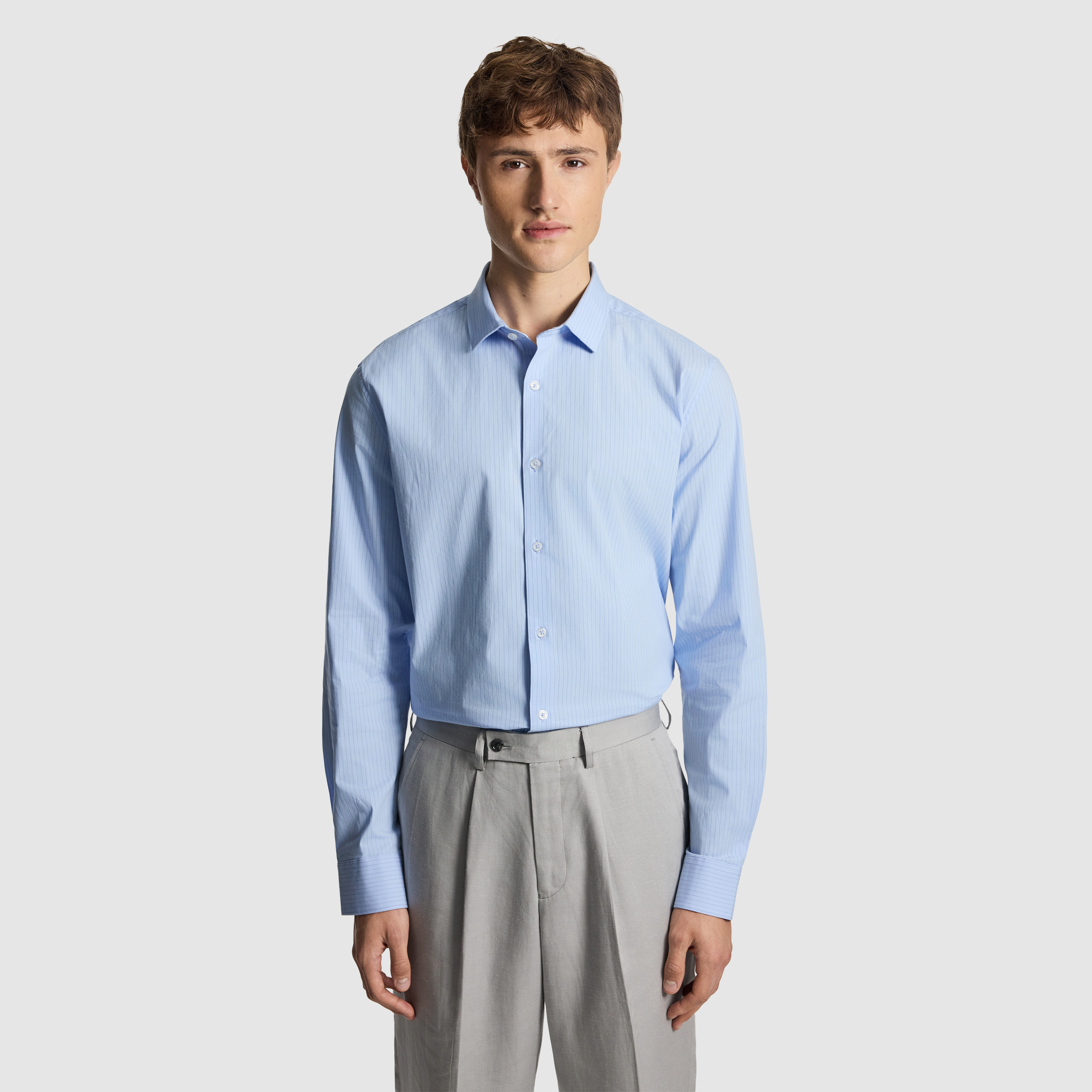 Linear Slim Stretch Dress Shirt