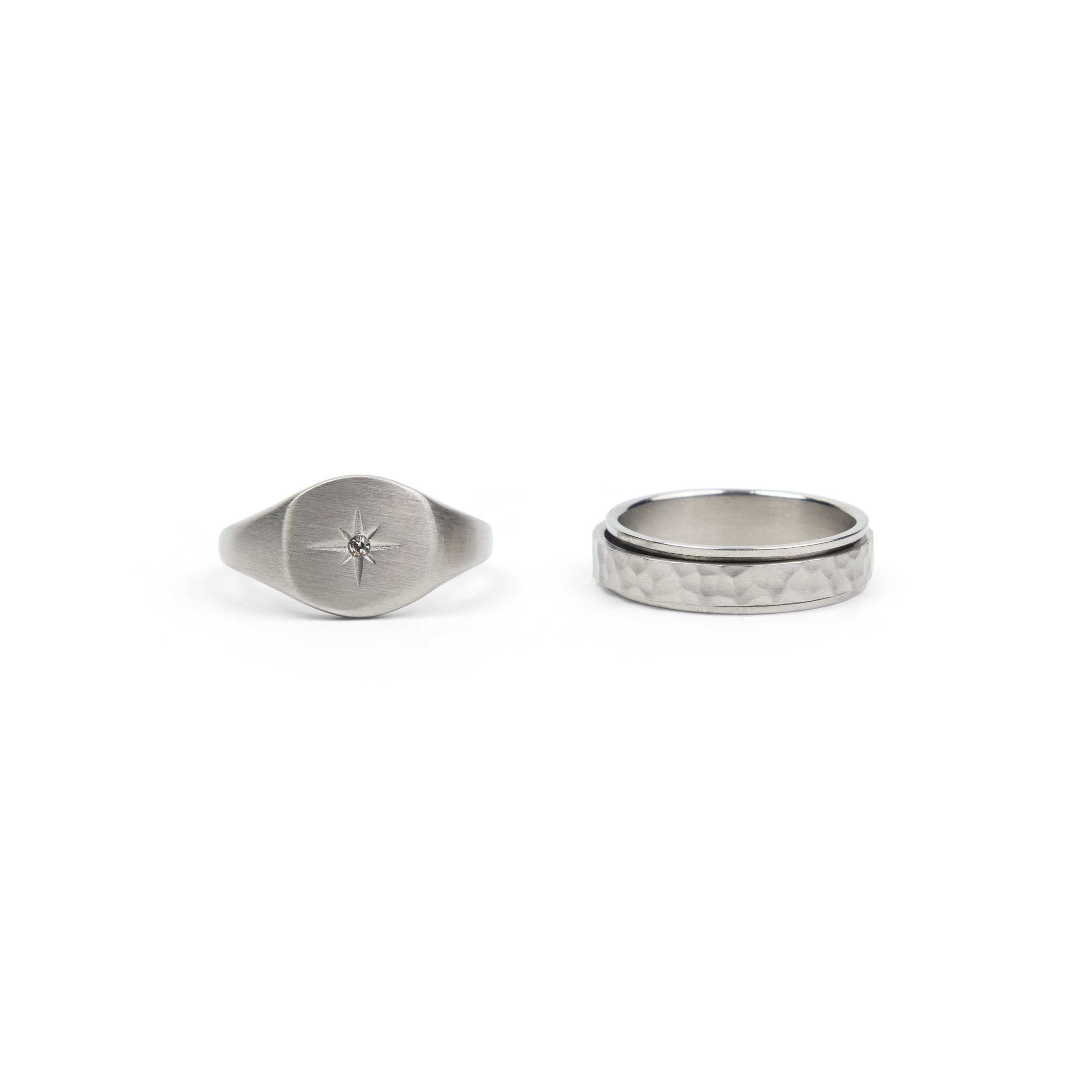 2 Piece Icon Signet Ring Set