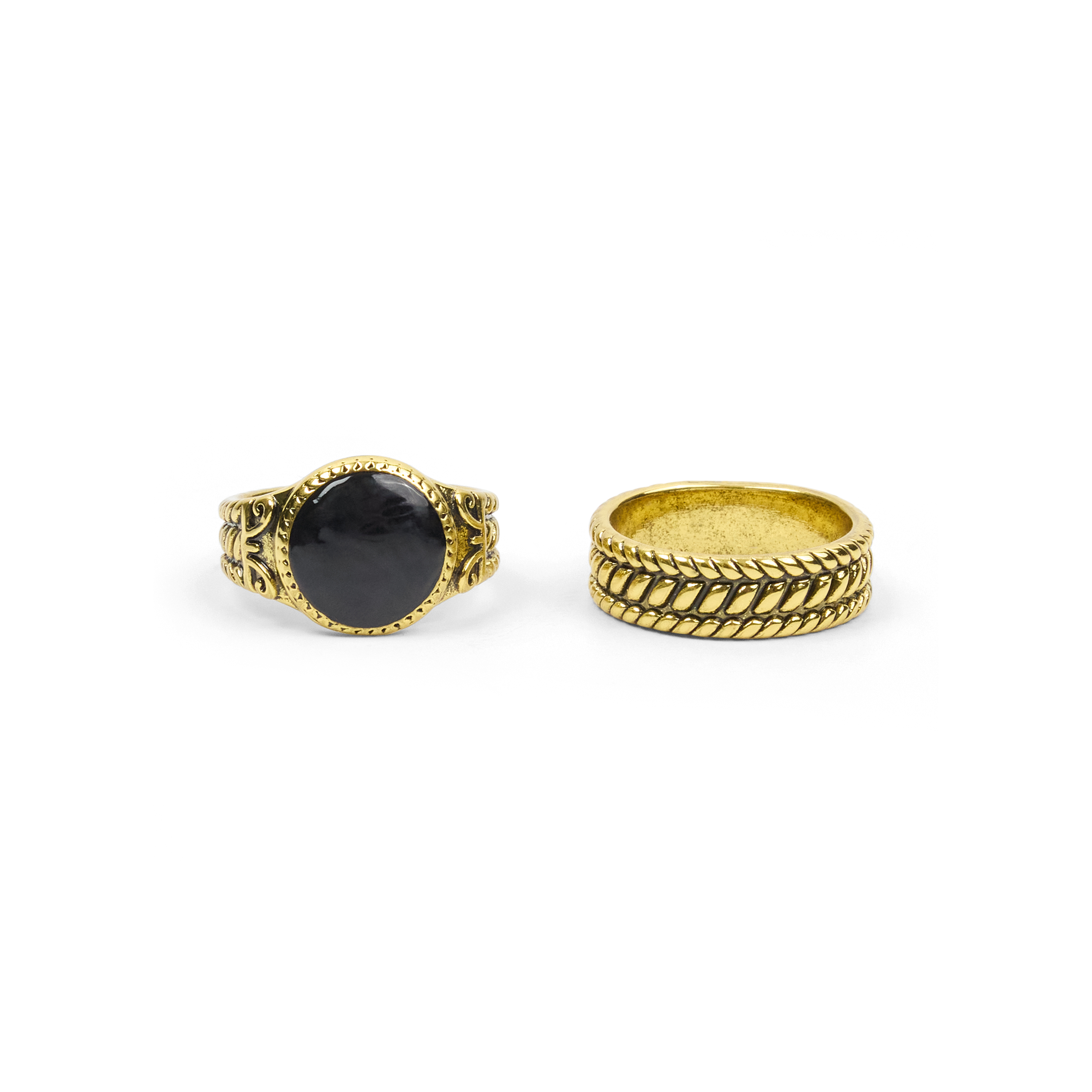 2 Piece Rope Textured Ring Set