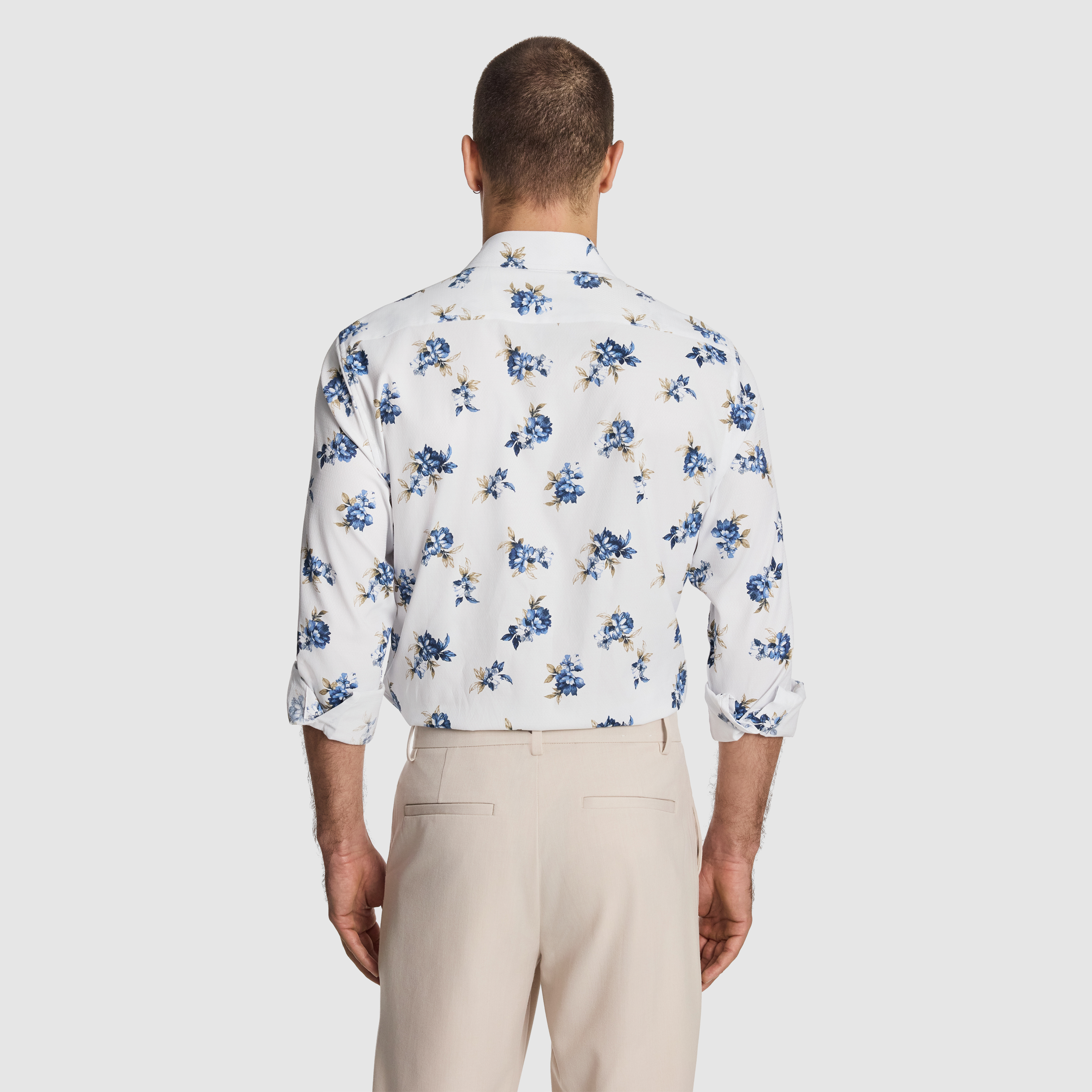 Navy Caspian Slim Floral Shirt