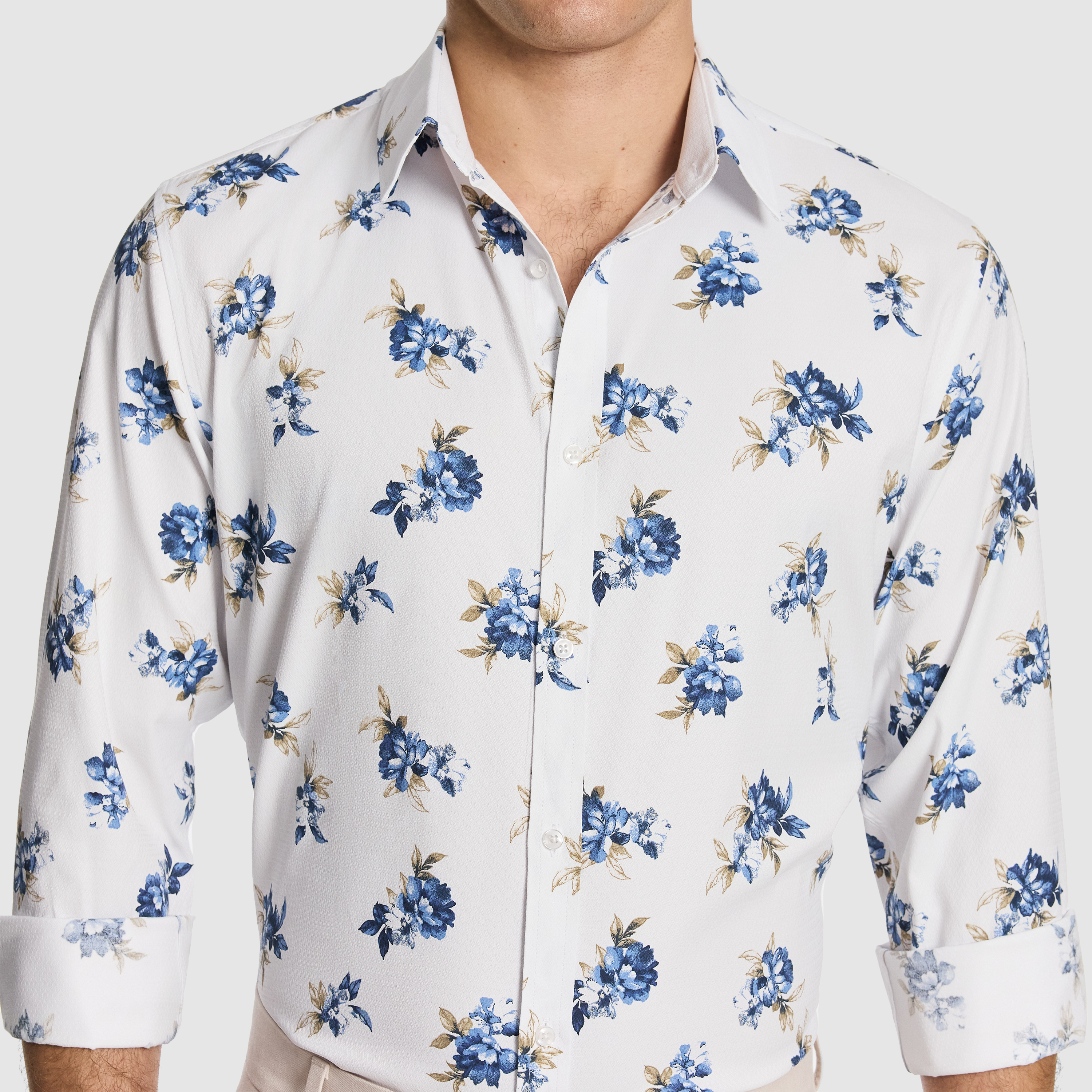Navy Caspian Slim Floral Shirt