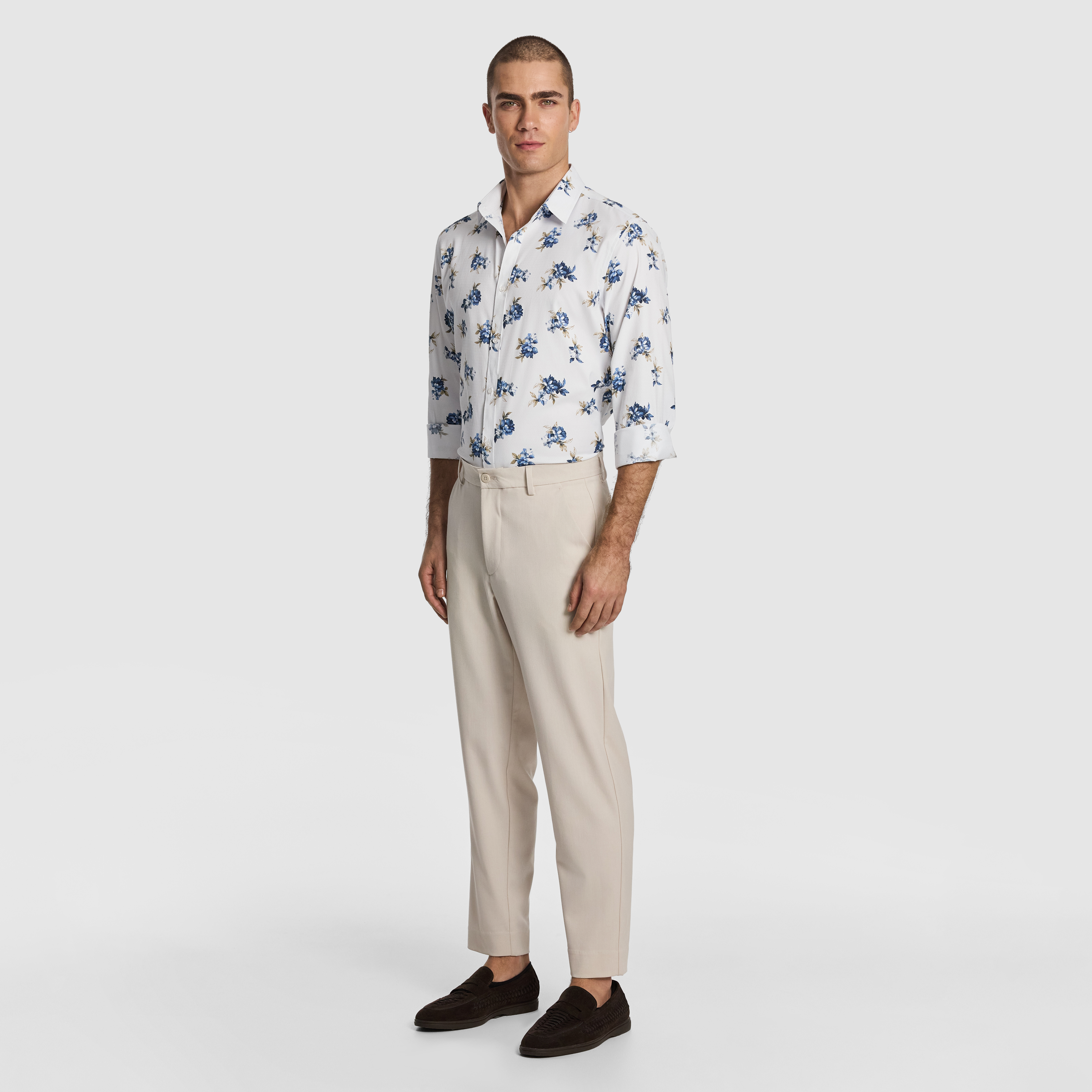 Navy Caspian Slim Floral Shirt